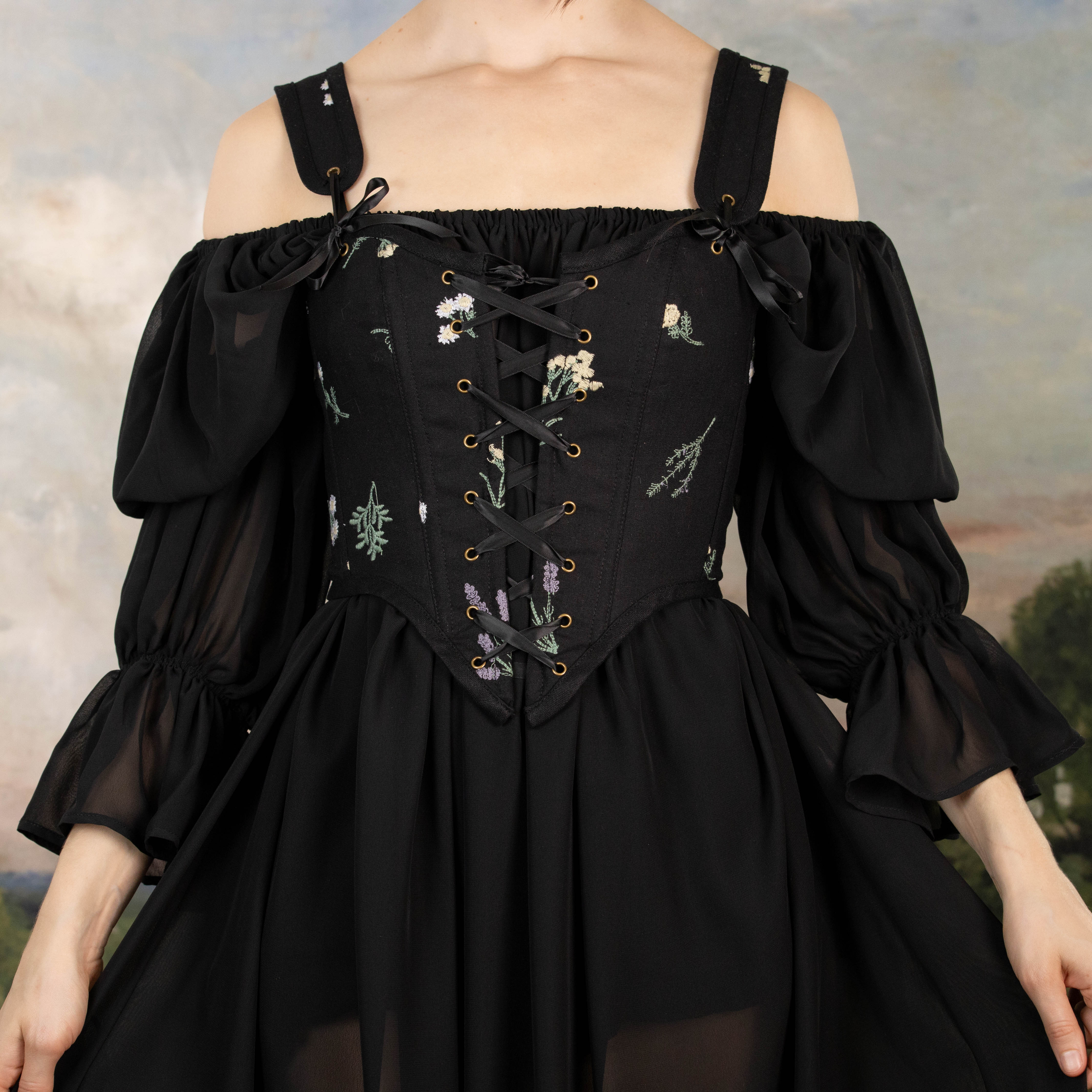 Black Chiffon Long Sleeve Chemise - Image 10