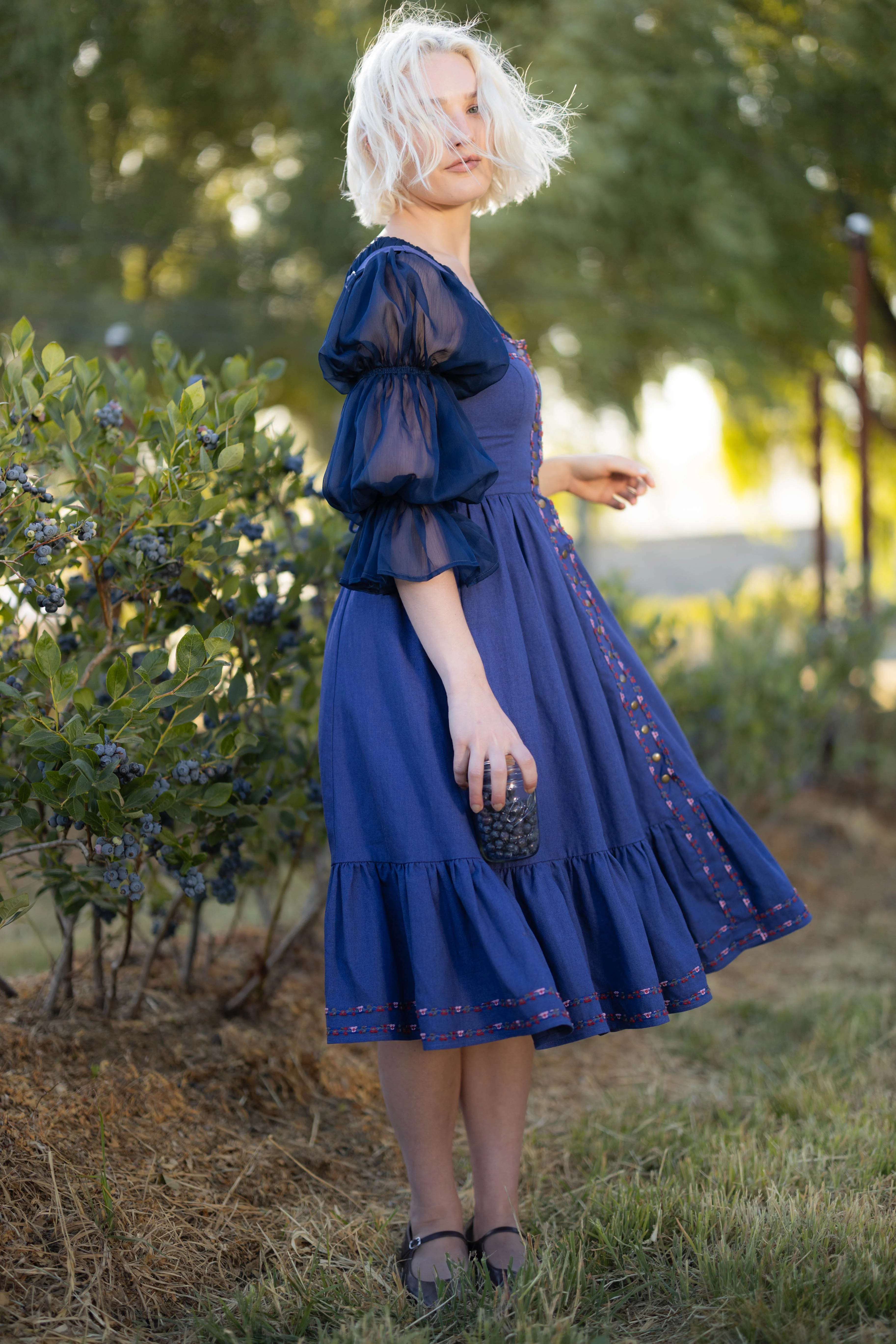 Navy Blue Chiffon Chemise - Image 7