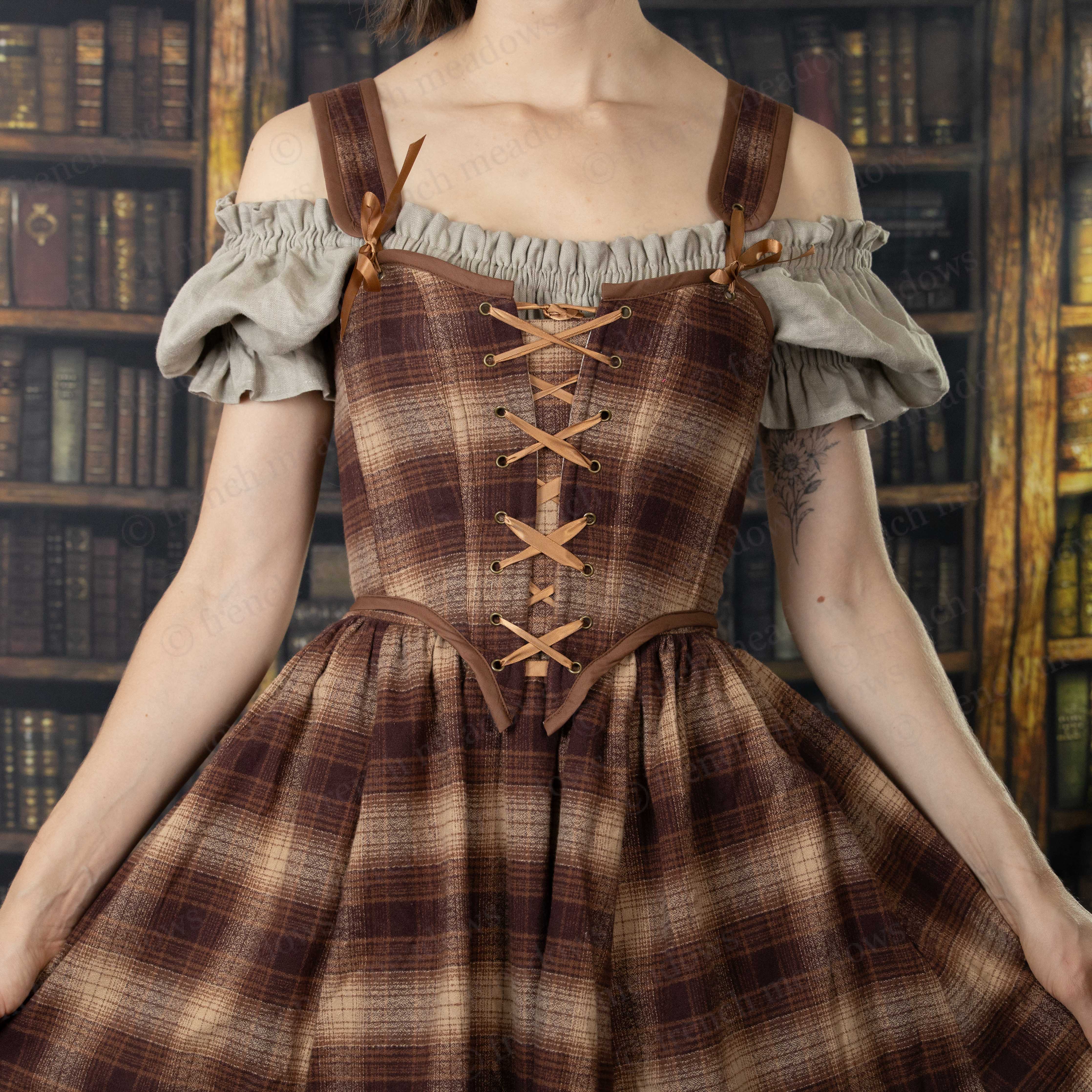 Brown Plaid Corset - Image 5