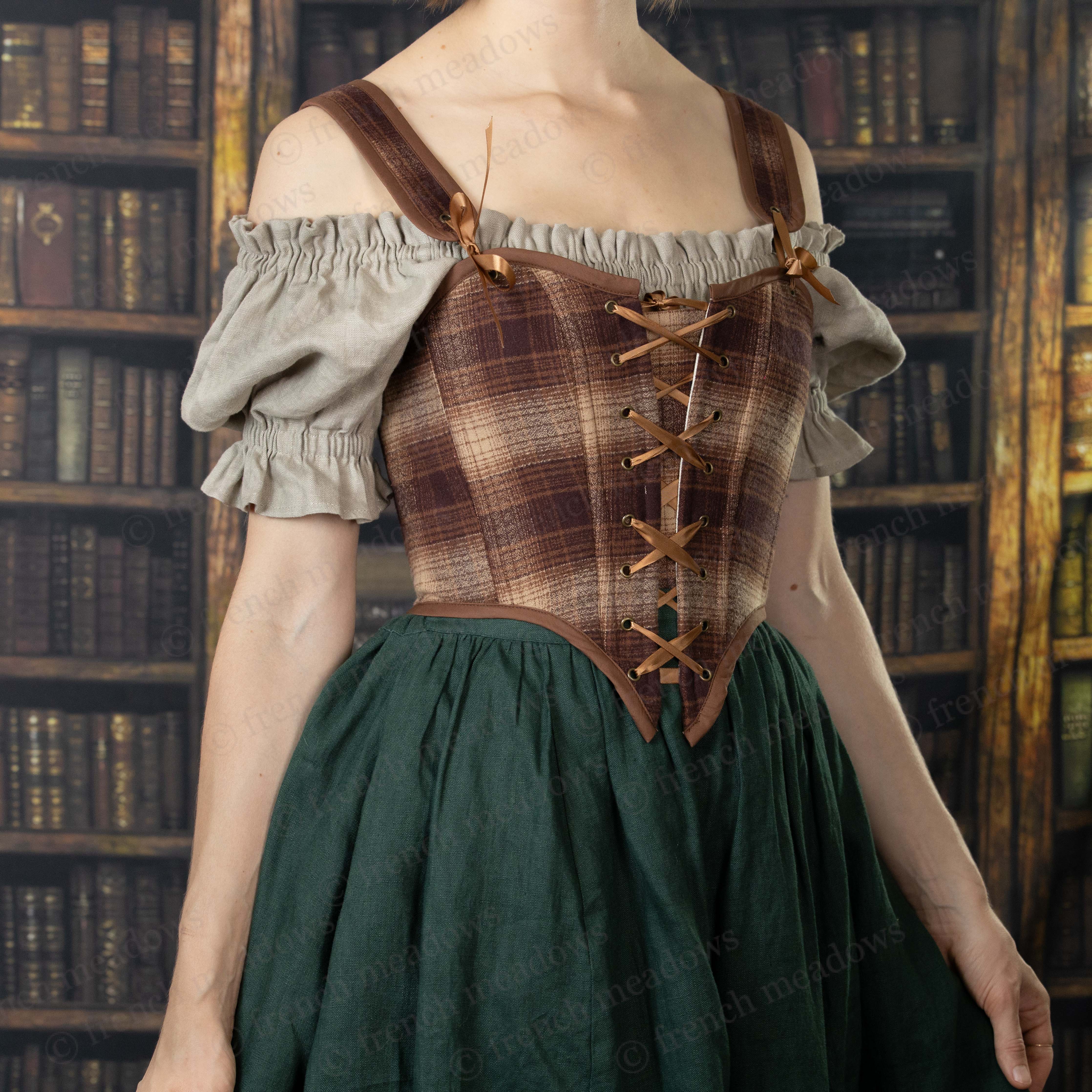 Brown Plaid Corset - Image 7