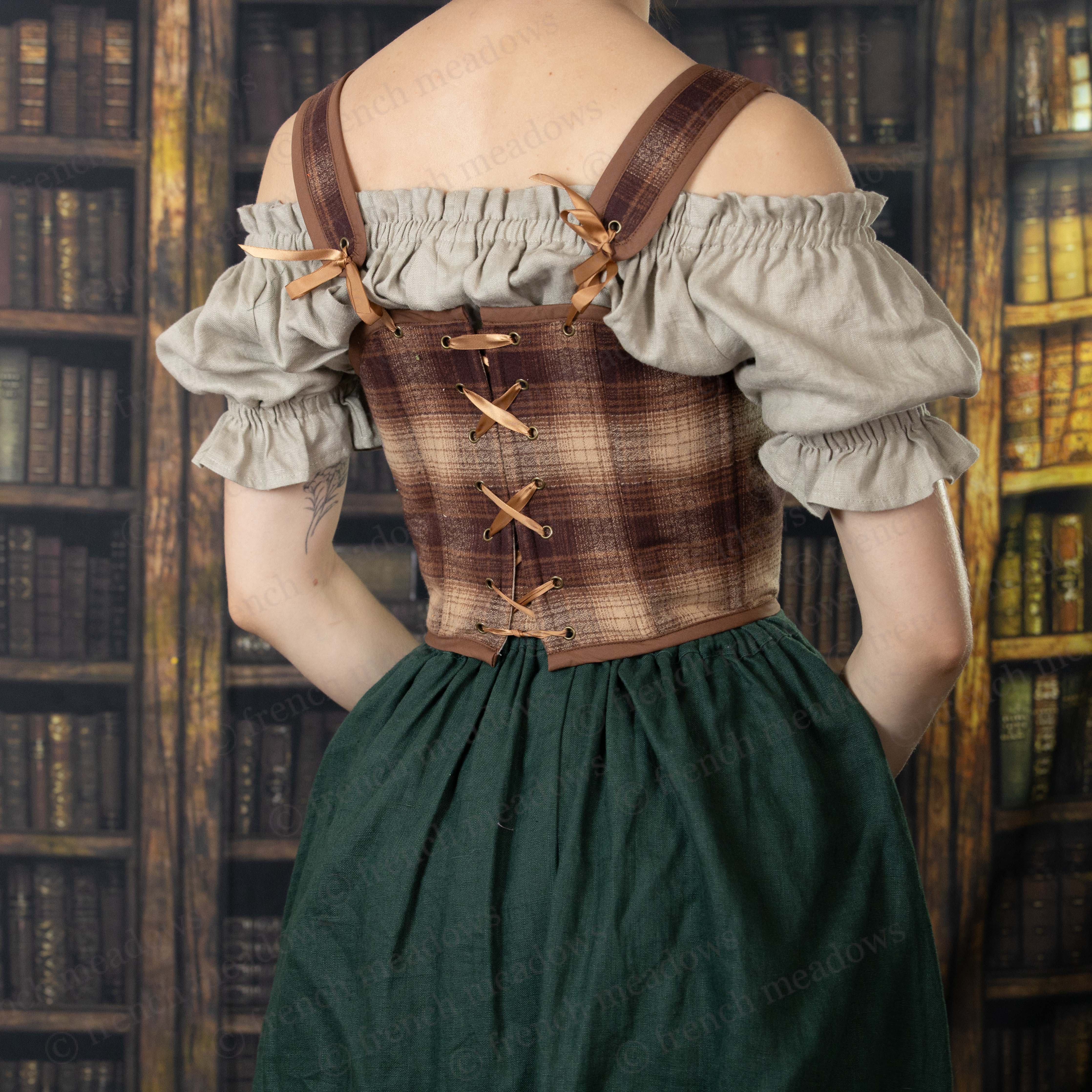 Brown Plaid Corset - Image 8