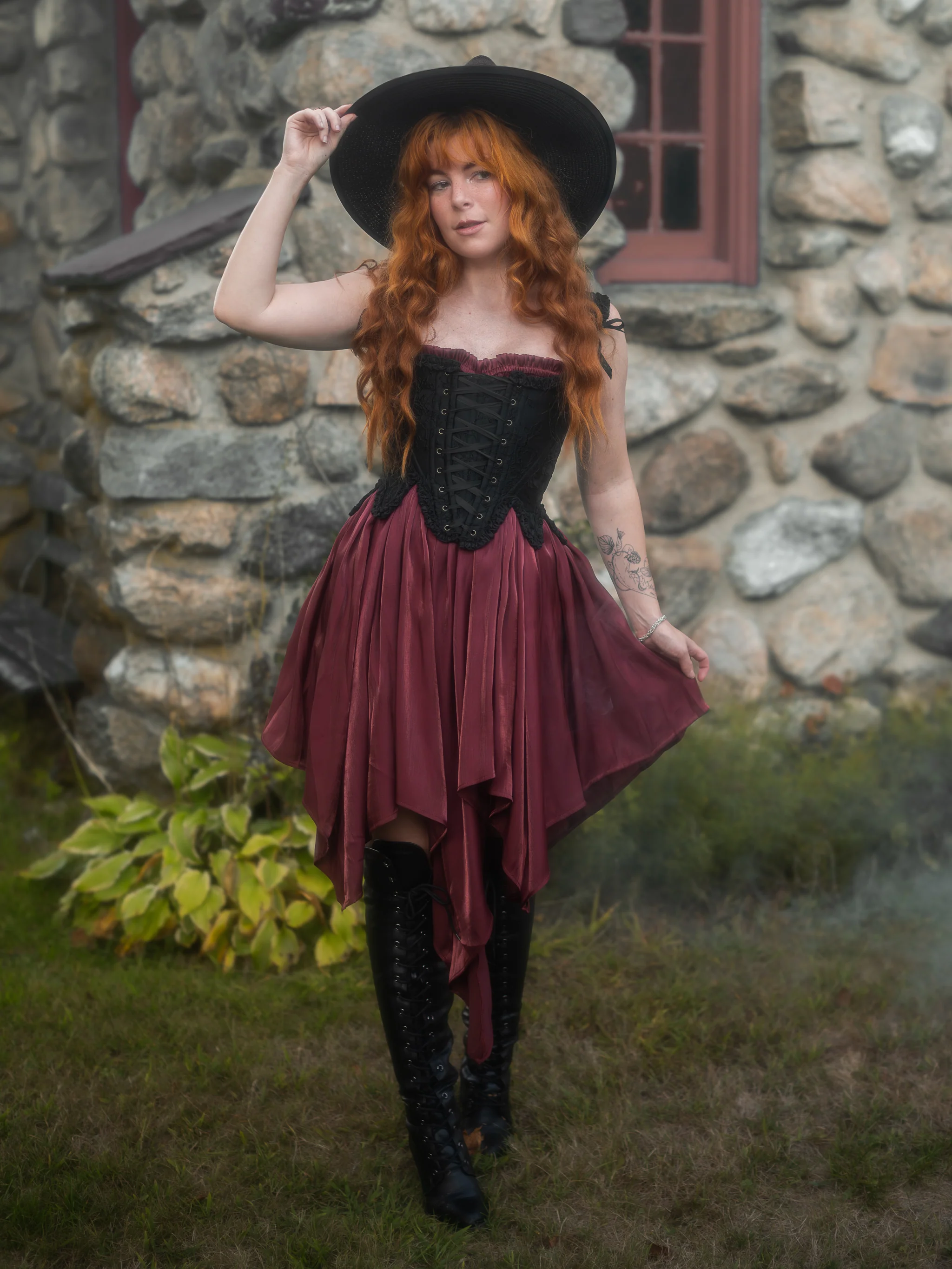 Dark Red Flutter Dress