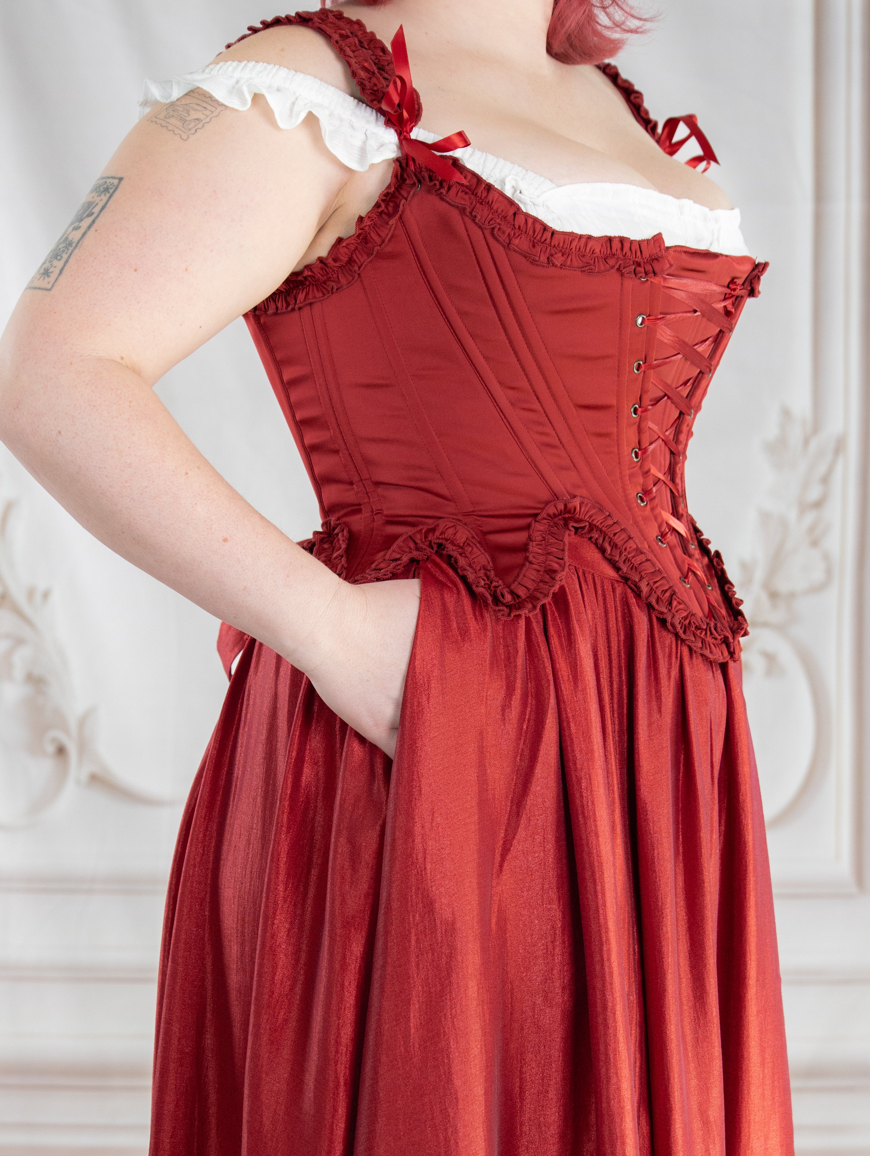Dark Red Ruffle Skirt - Image 12