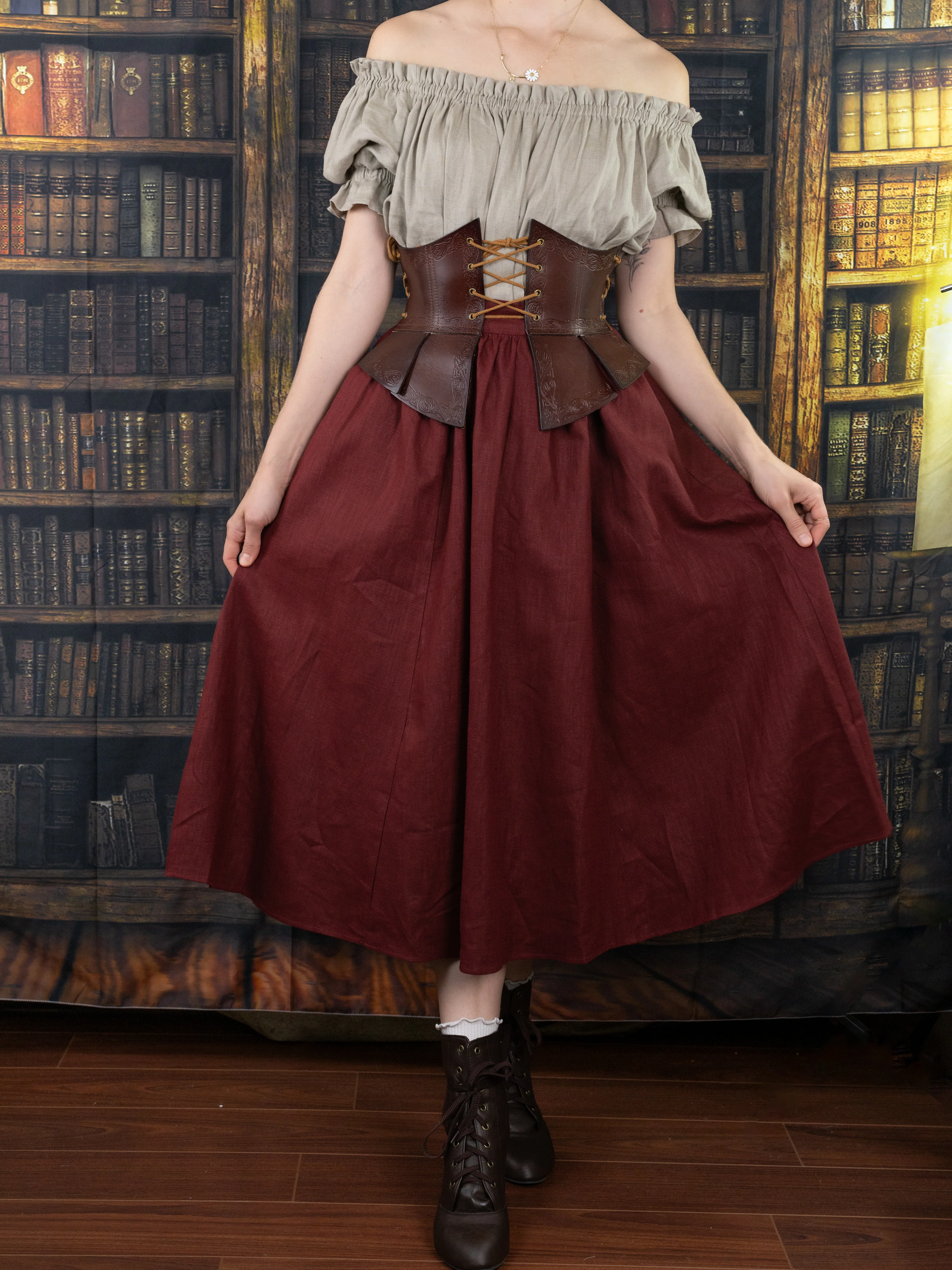 Debossed Leather Underbust Corset - Image 13