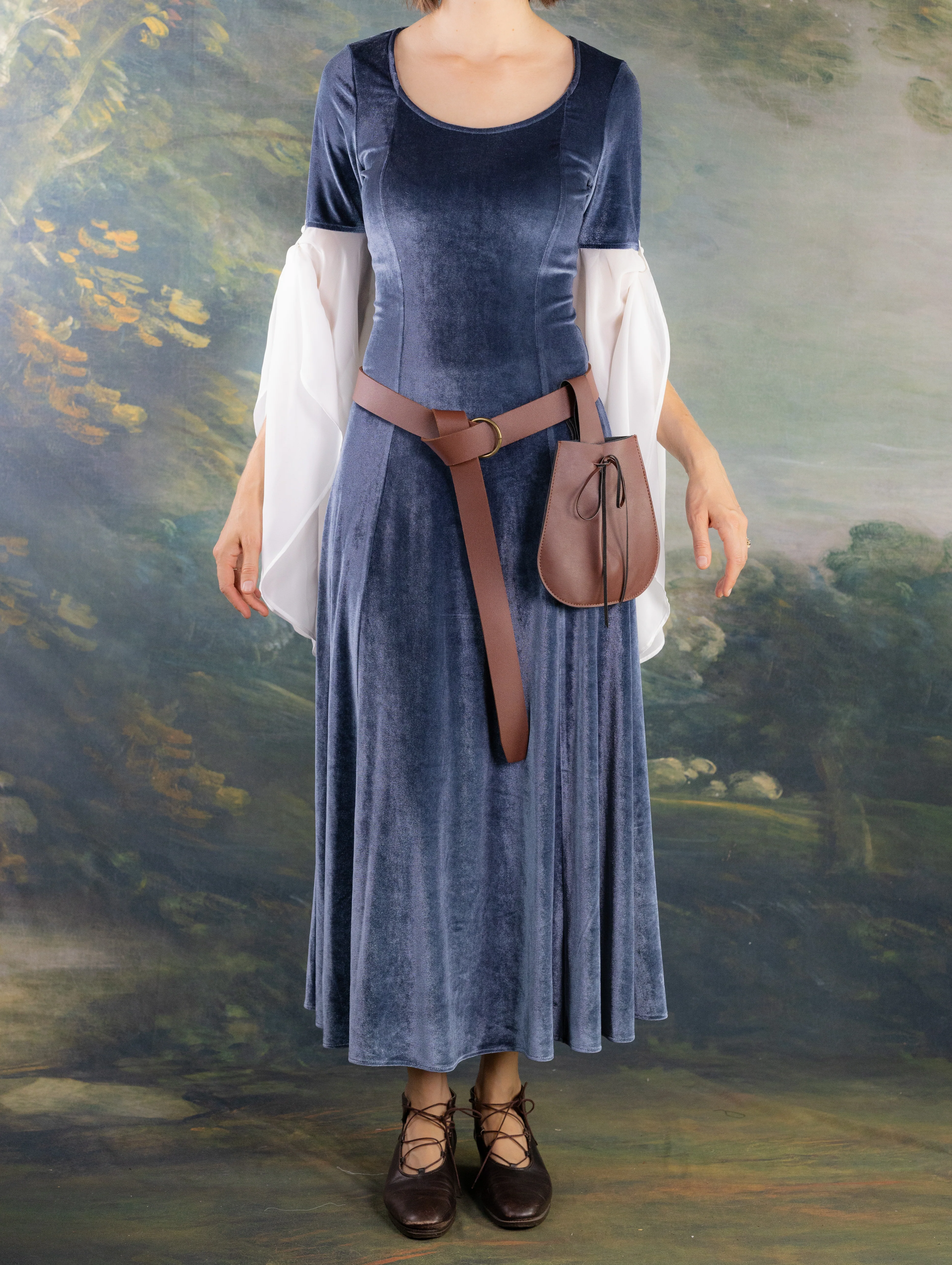 Elven Blue Velvet Bell Sleeve Dress - Image 21
