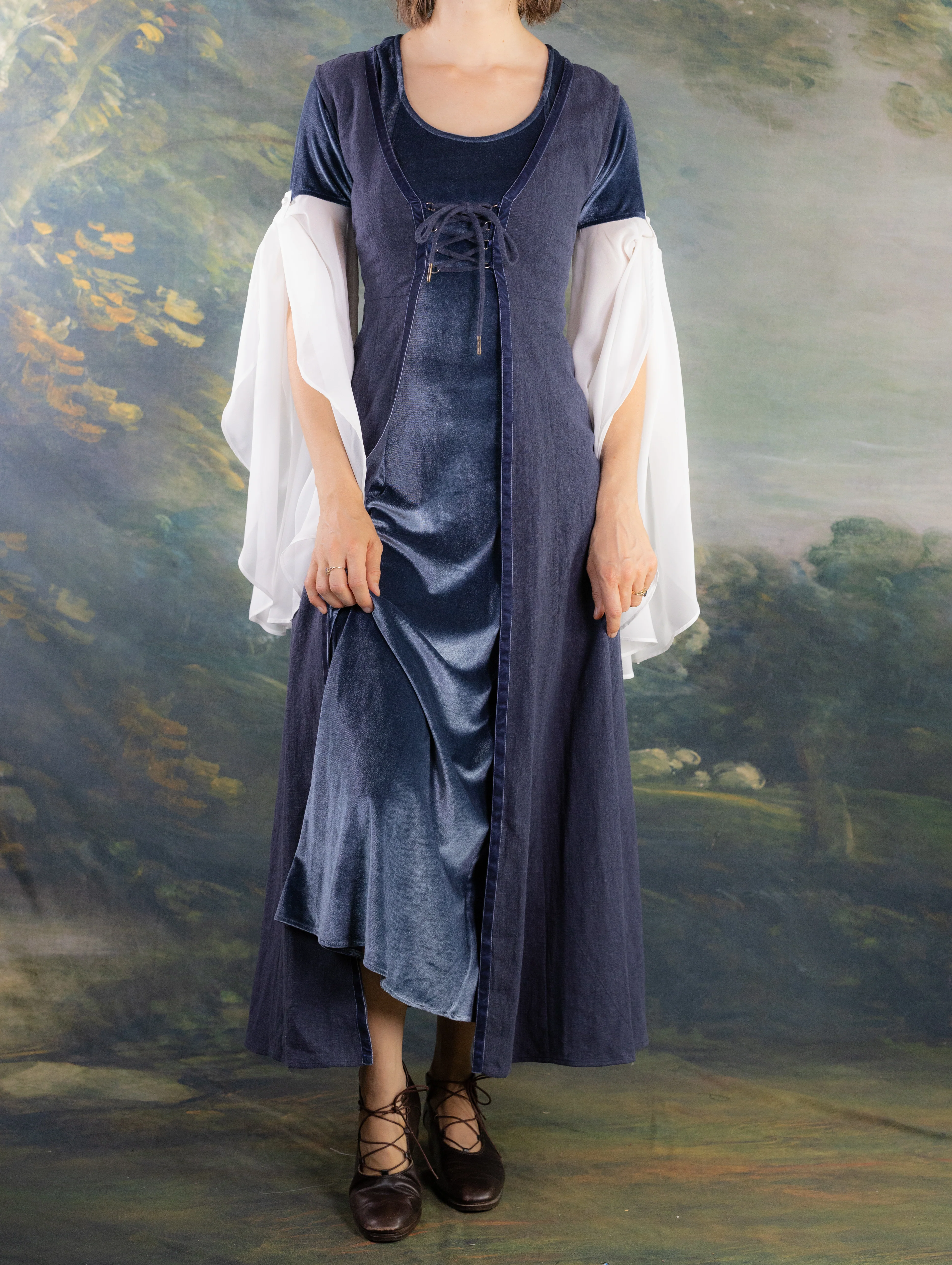 Elven Blue Velvet Bell Sleeve Dress - Image 22