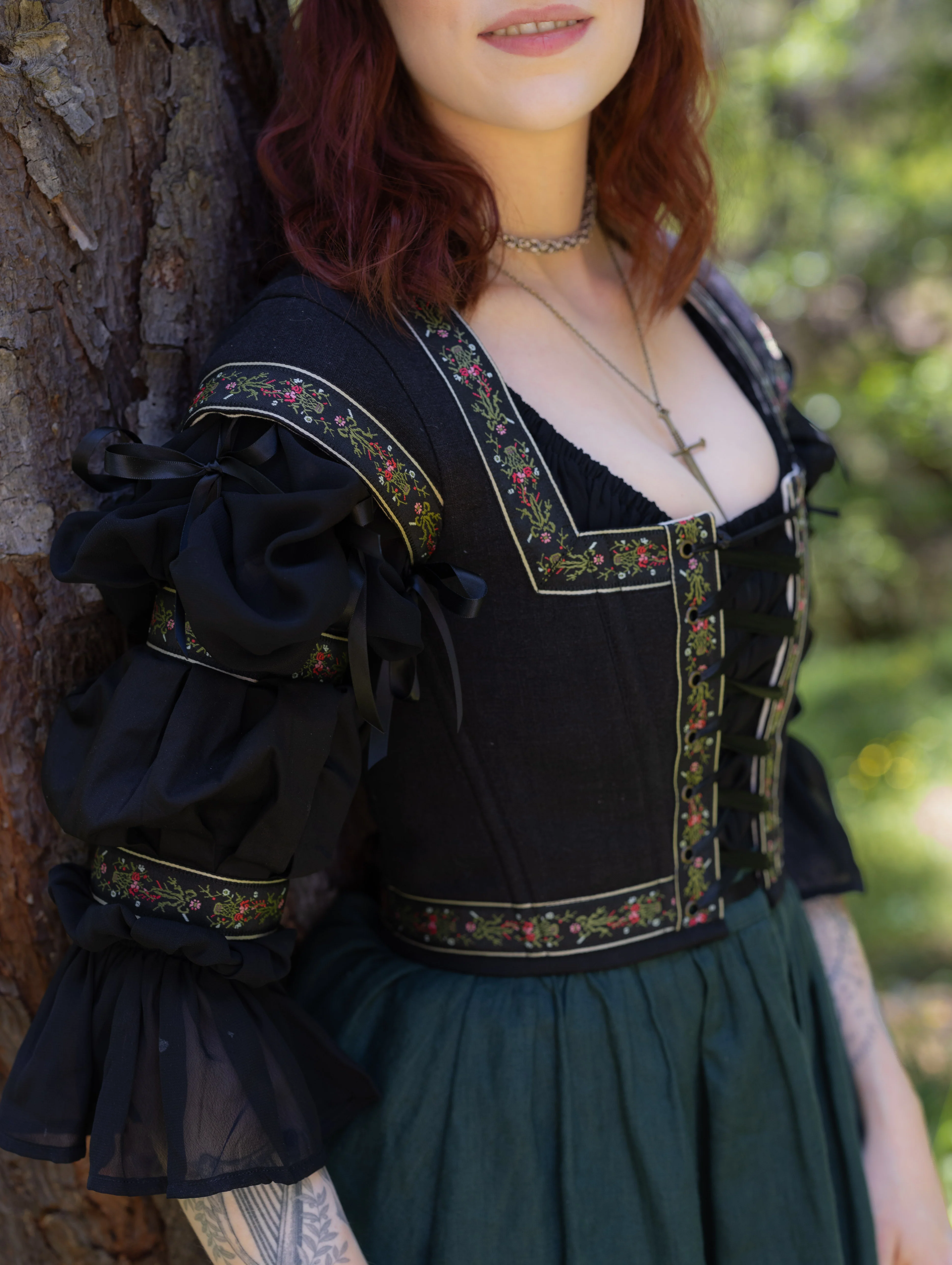 Black Ribbon Folk Bodice - Image 13
