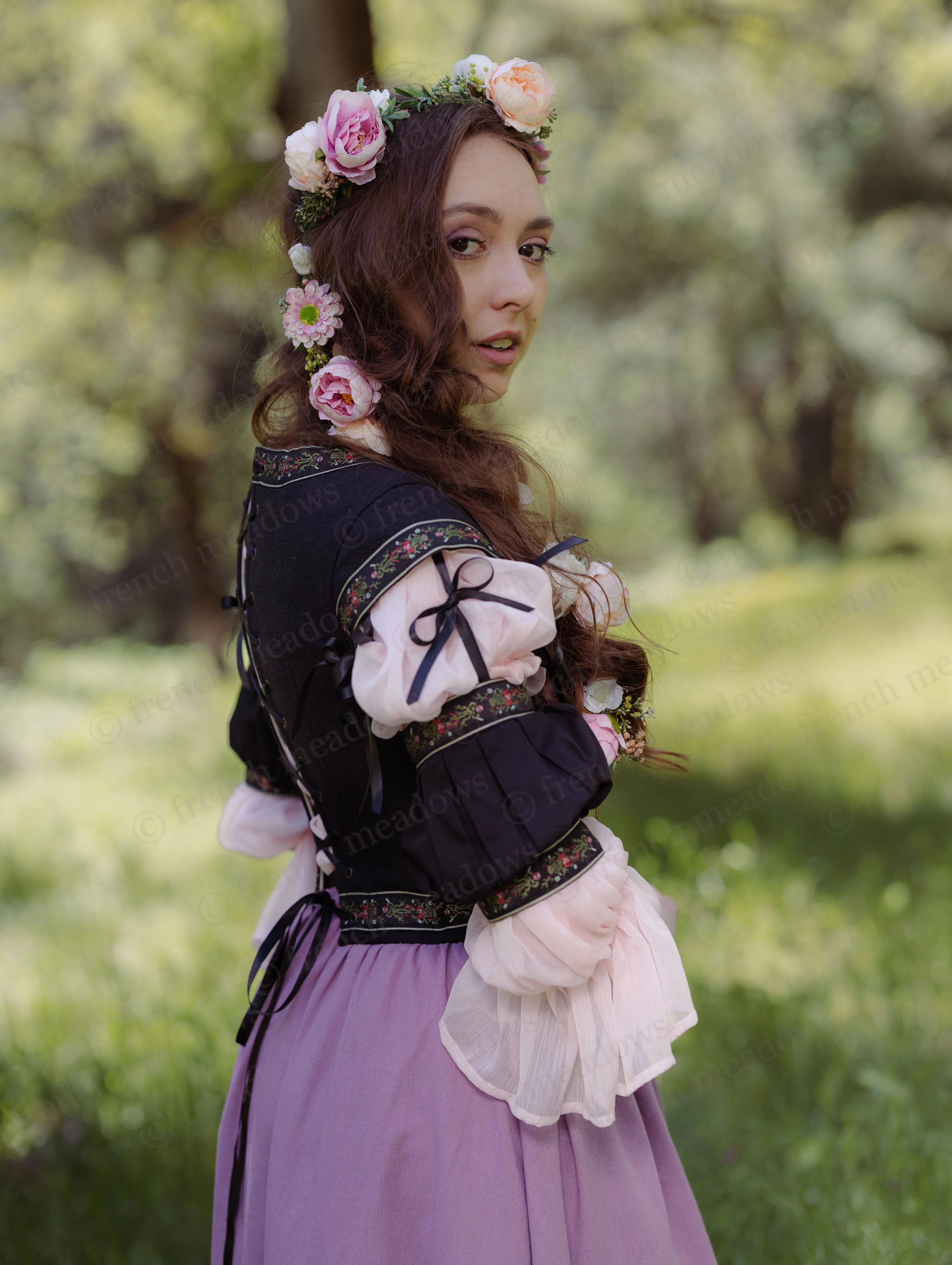 Black Ribbon Folk Bodice - Image 3