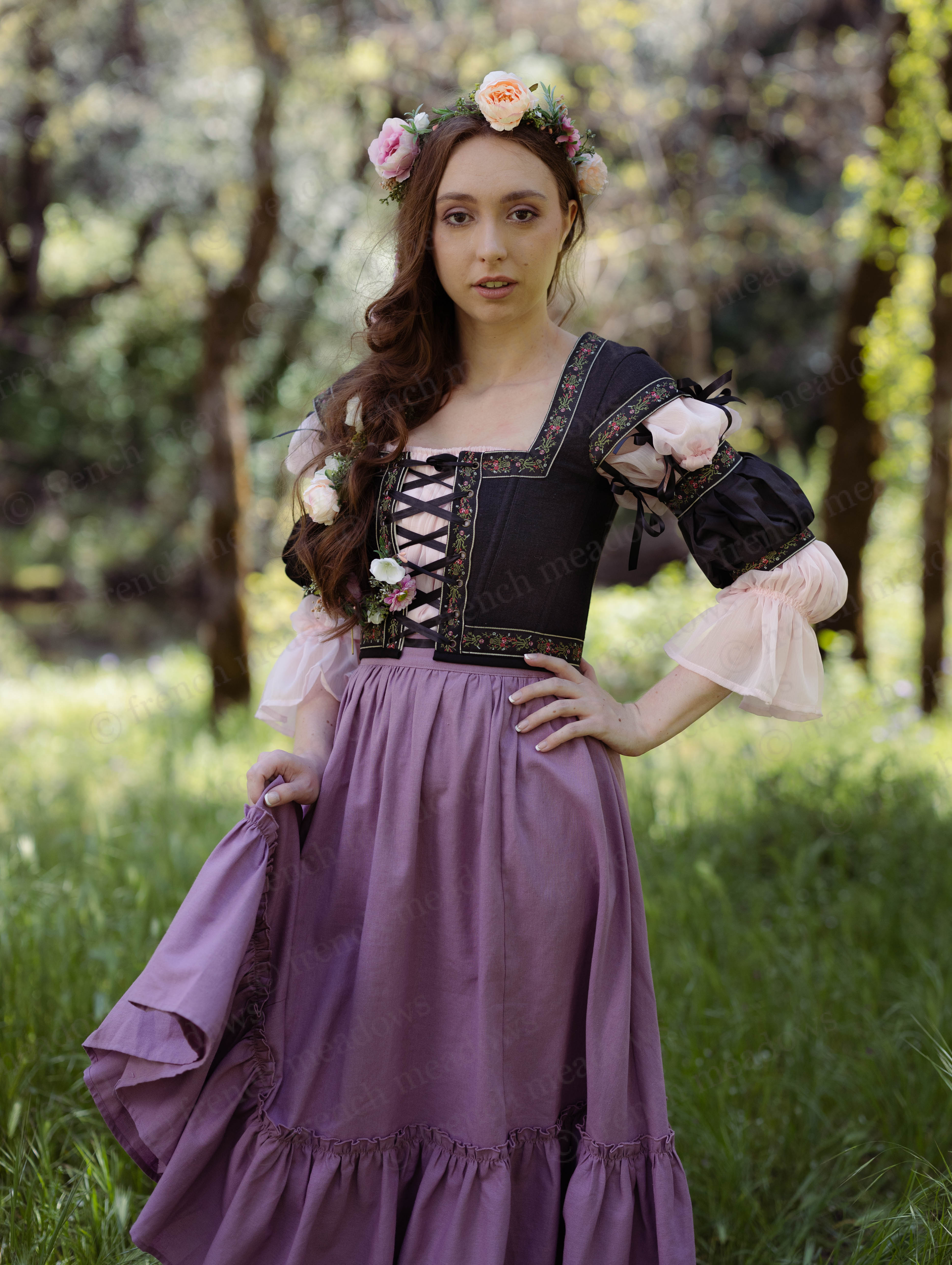 Black Ribbon Folk Bodice - Image 5