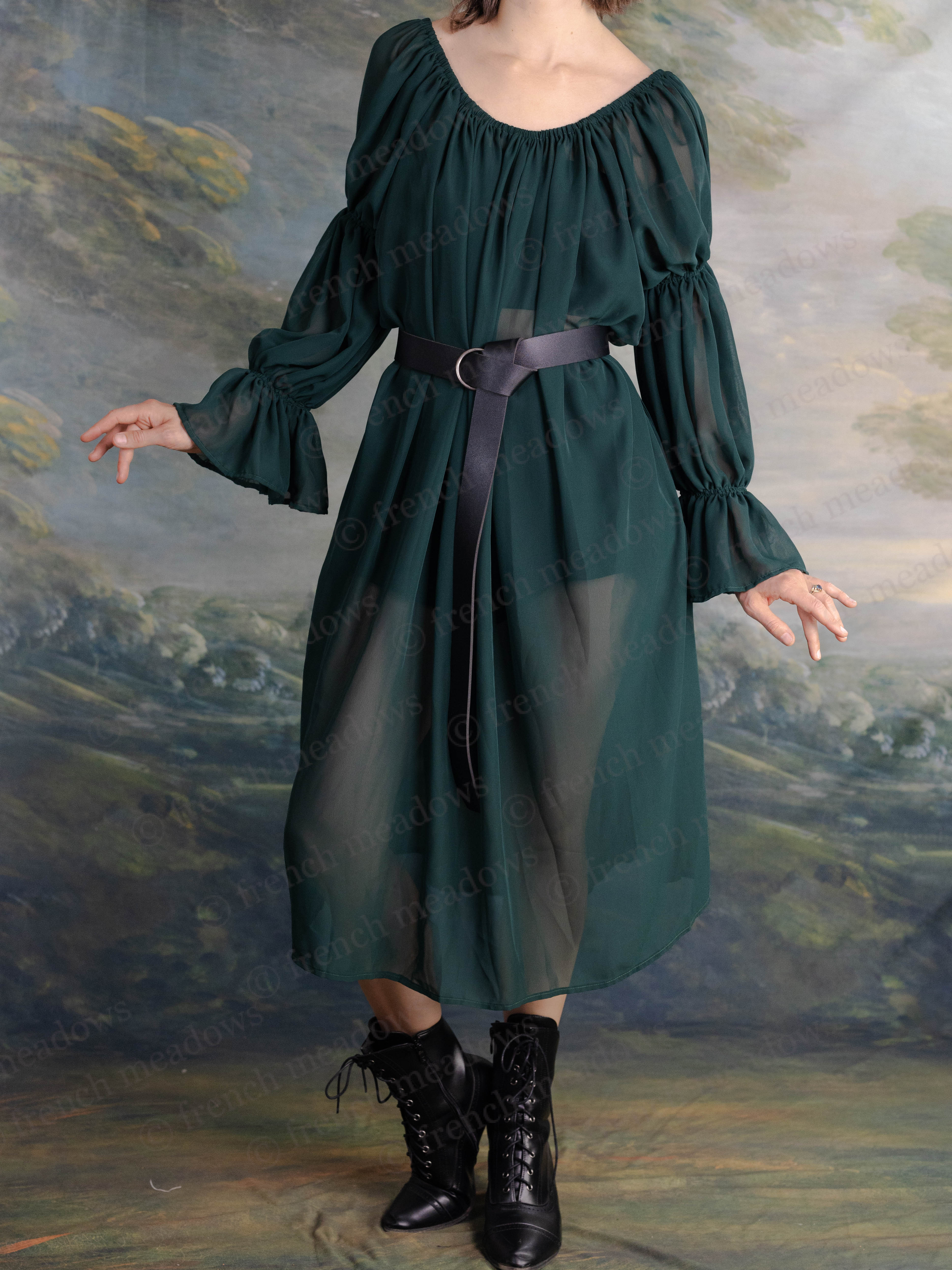 Forest Green Chiffon Chemise - Image 6