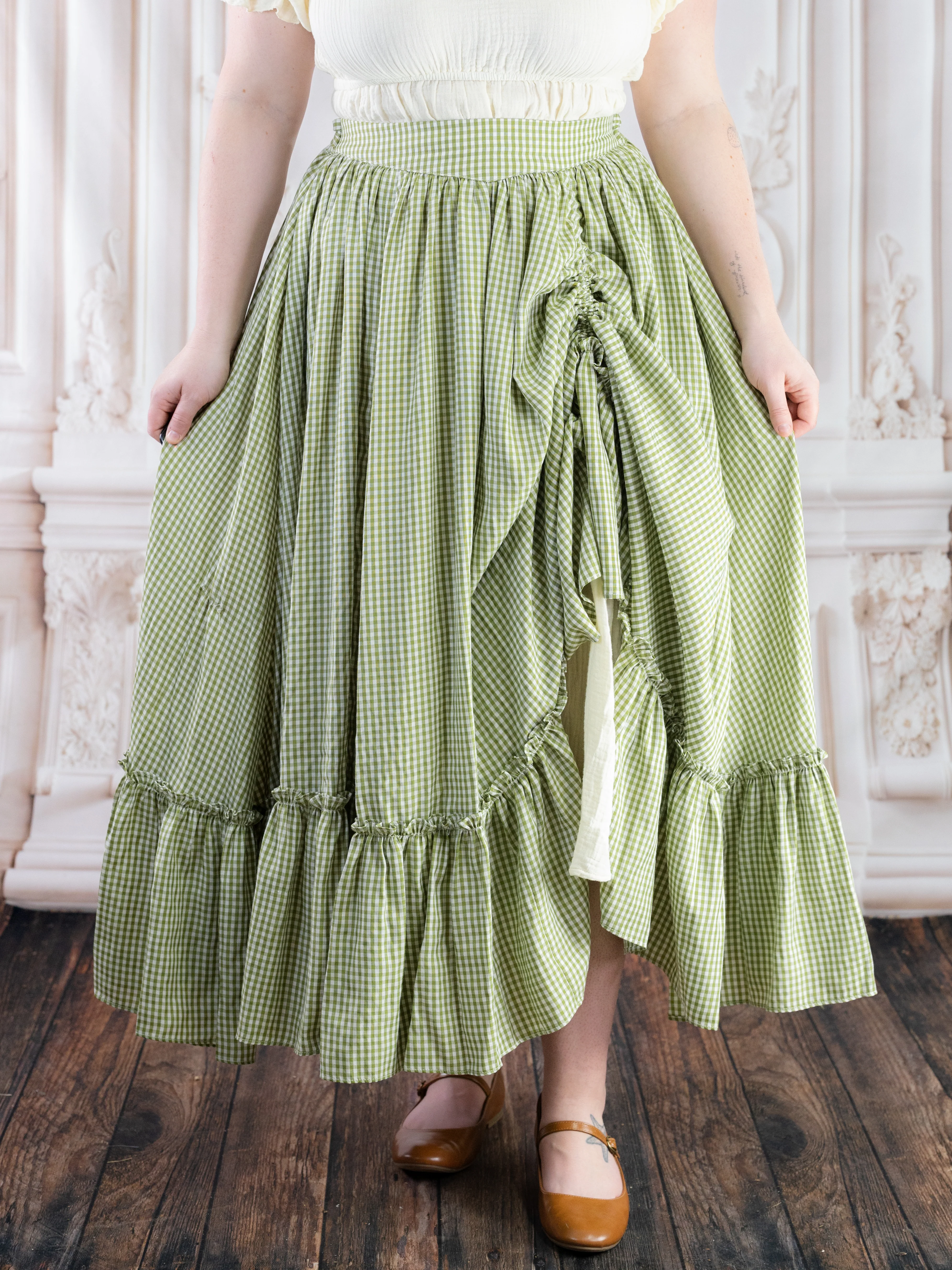 Green Gingham Ruffle Skirt - Image 10