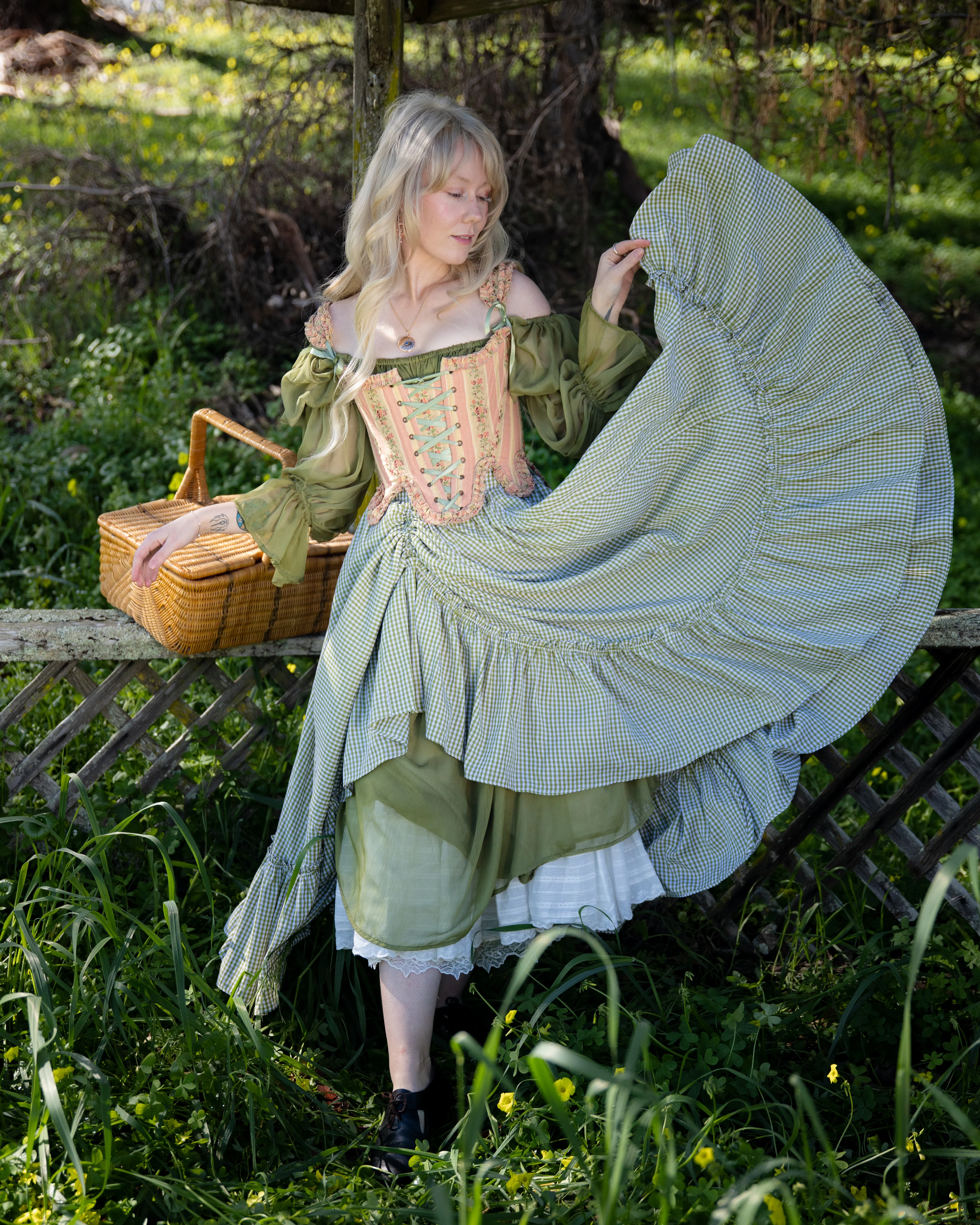 Green Gingham Ruffle Skirt - Image 5
