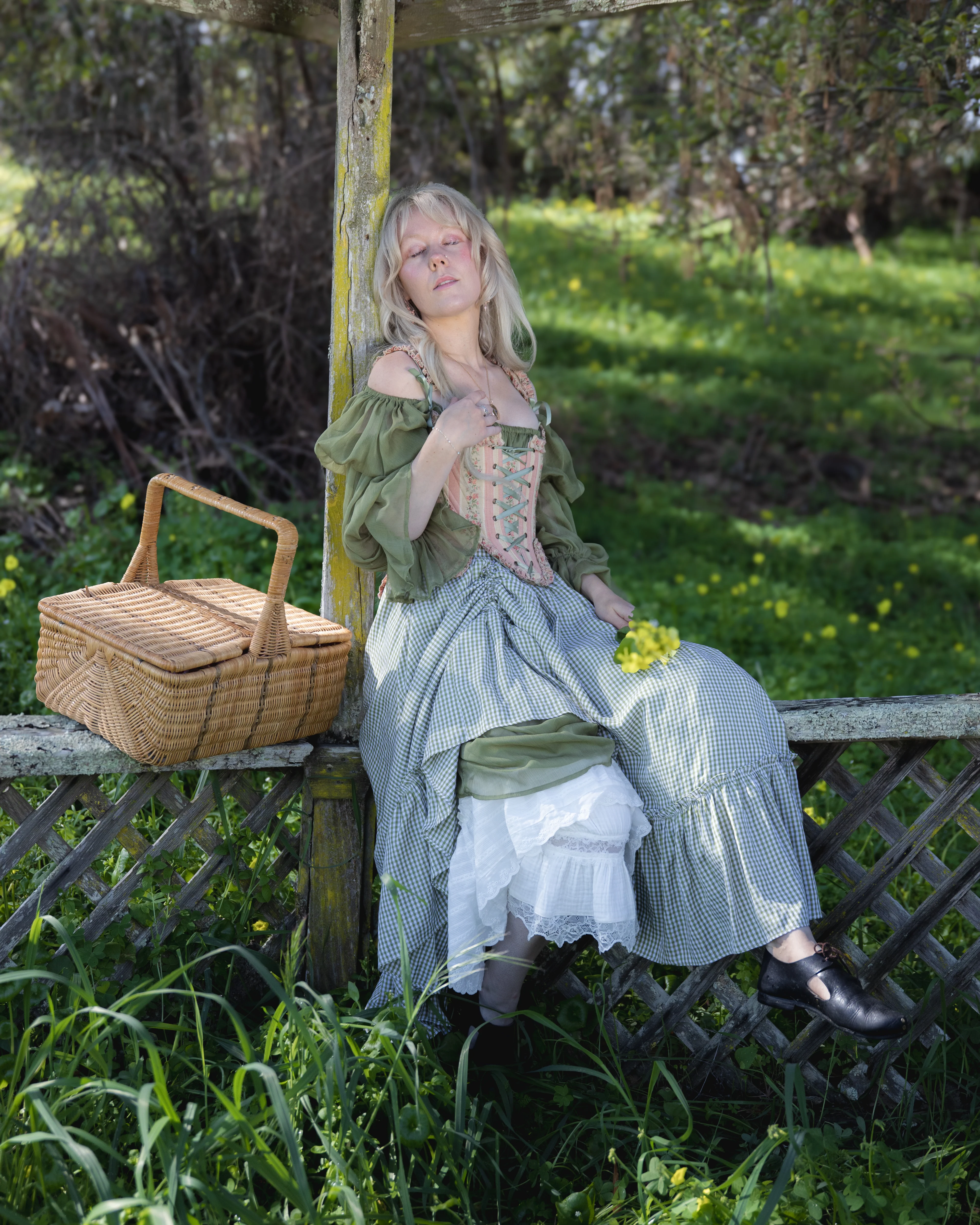 Green Gingham Ruffle Skirt - Image 7