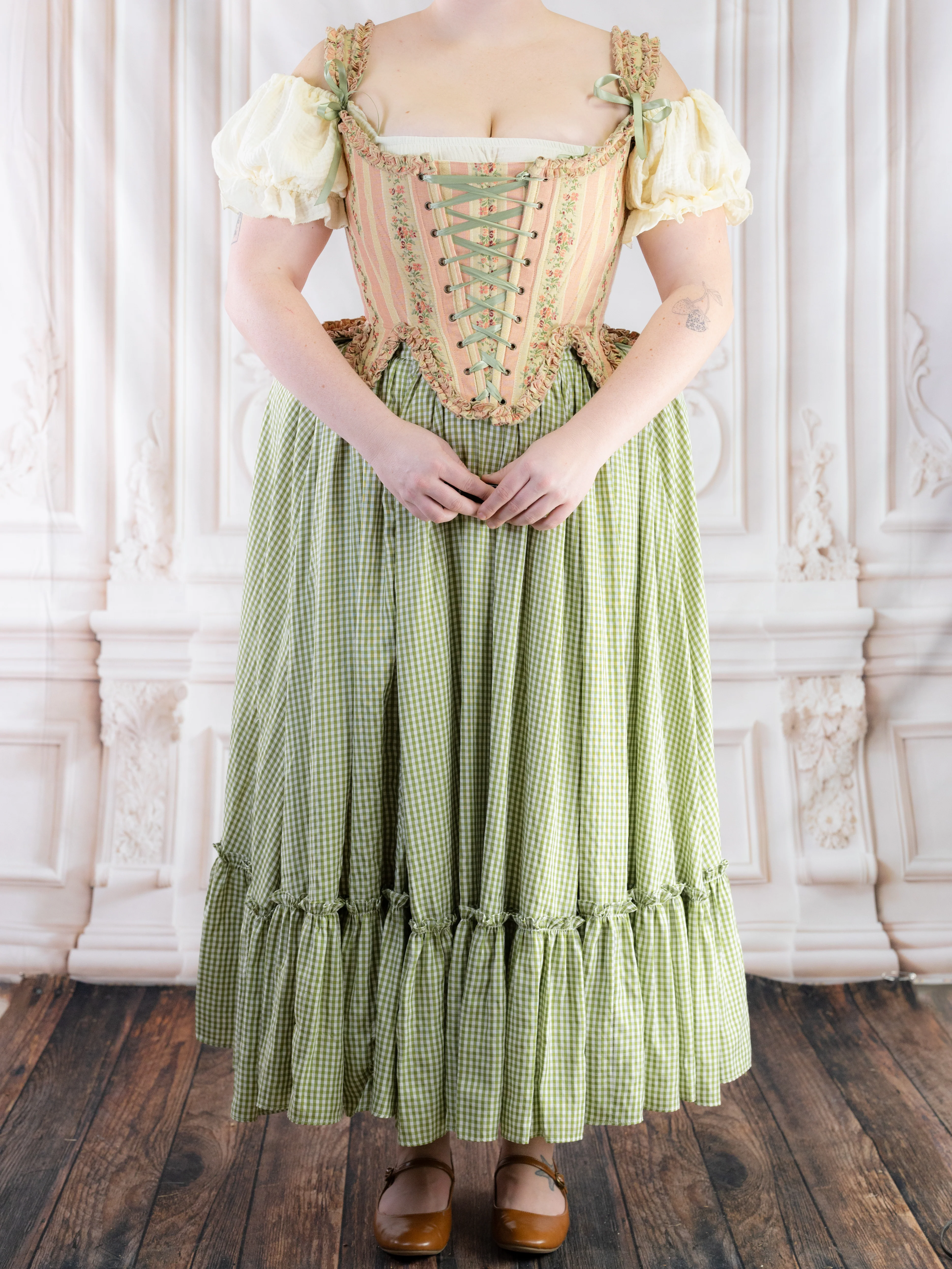 Green Gingham Ruffle Skirt - Image 9