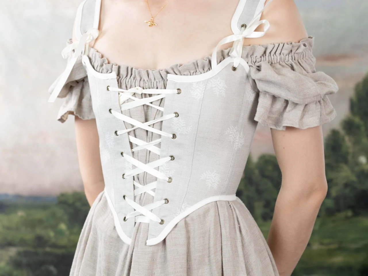 Handmade Beige Fern Corset - Image 4
