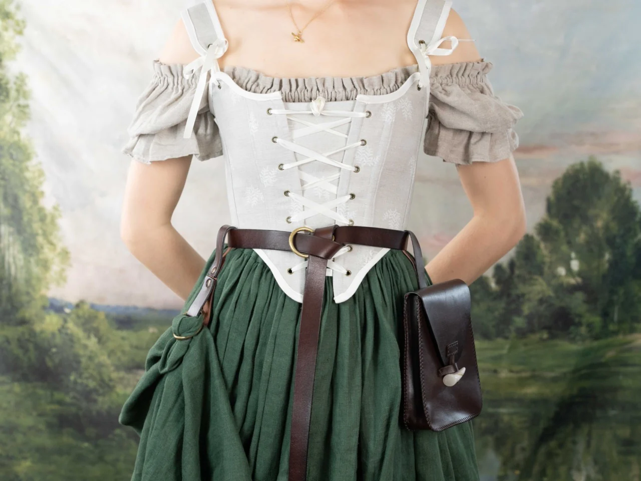 Handmade Beige Fern Corset - Image 7
