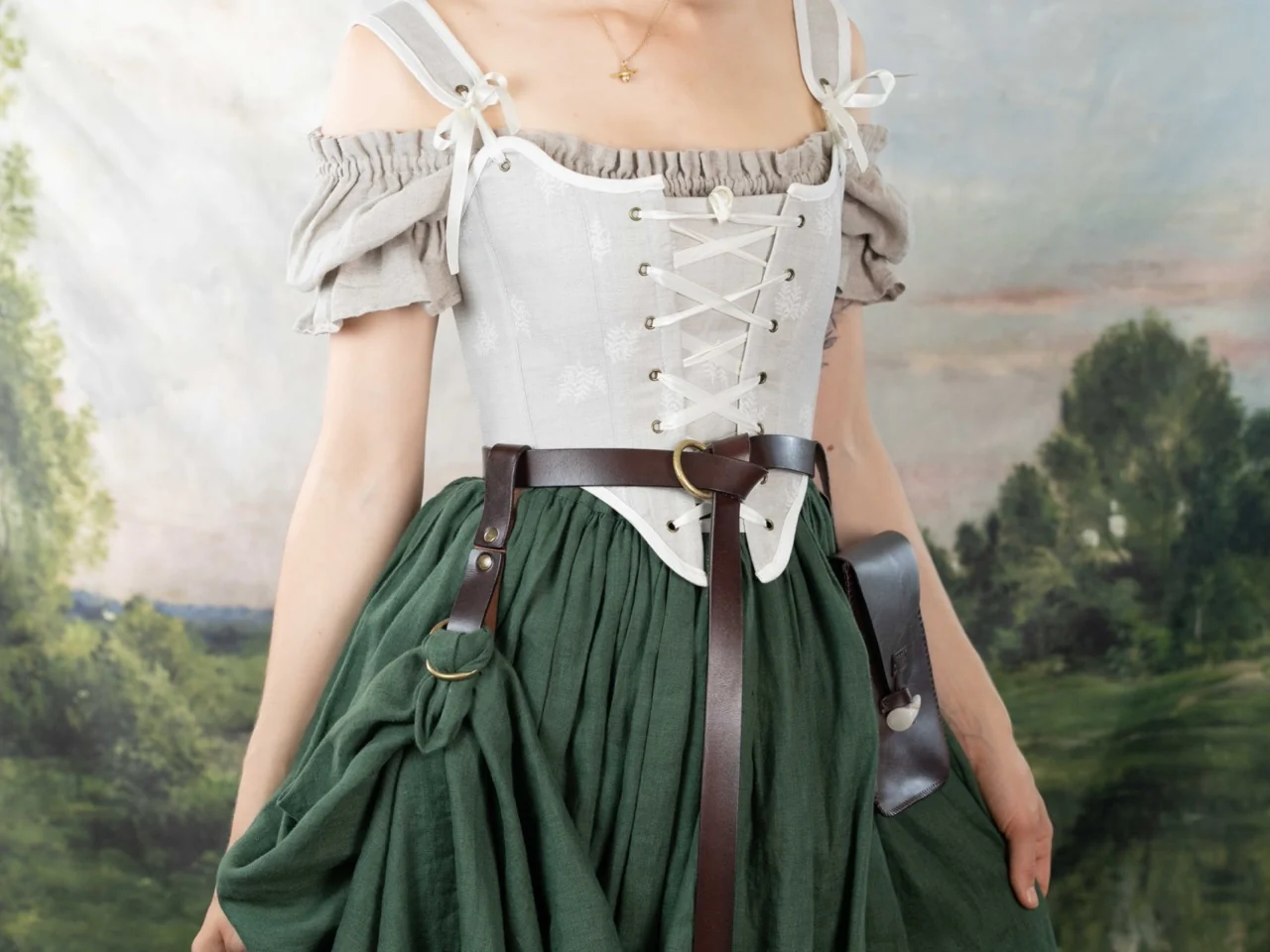 Handmade Beige Fern Corset - Image 8