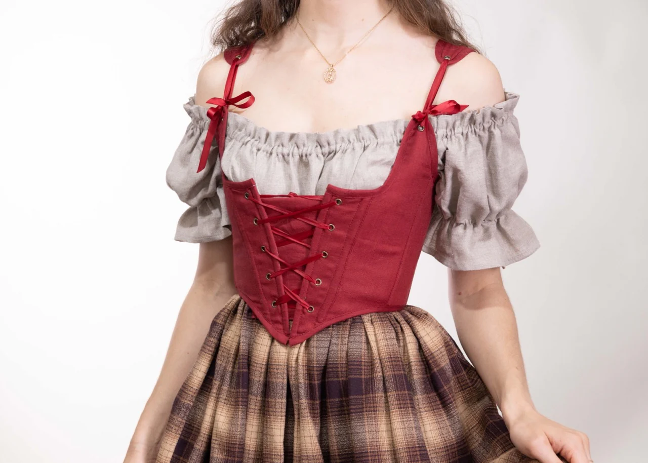 Handmade Red Linen Corset - Image 4
