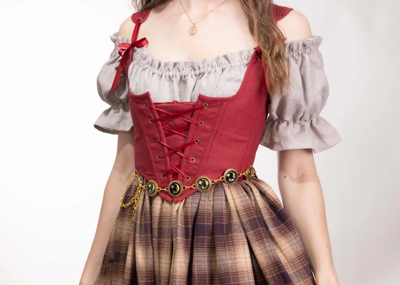 Handmade Red Linen Corset - Image 8