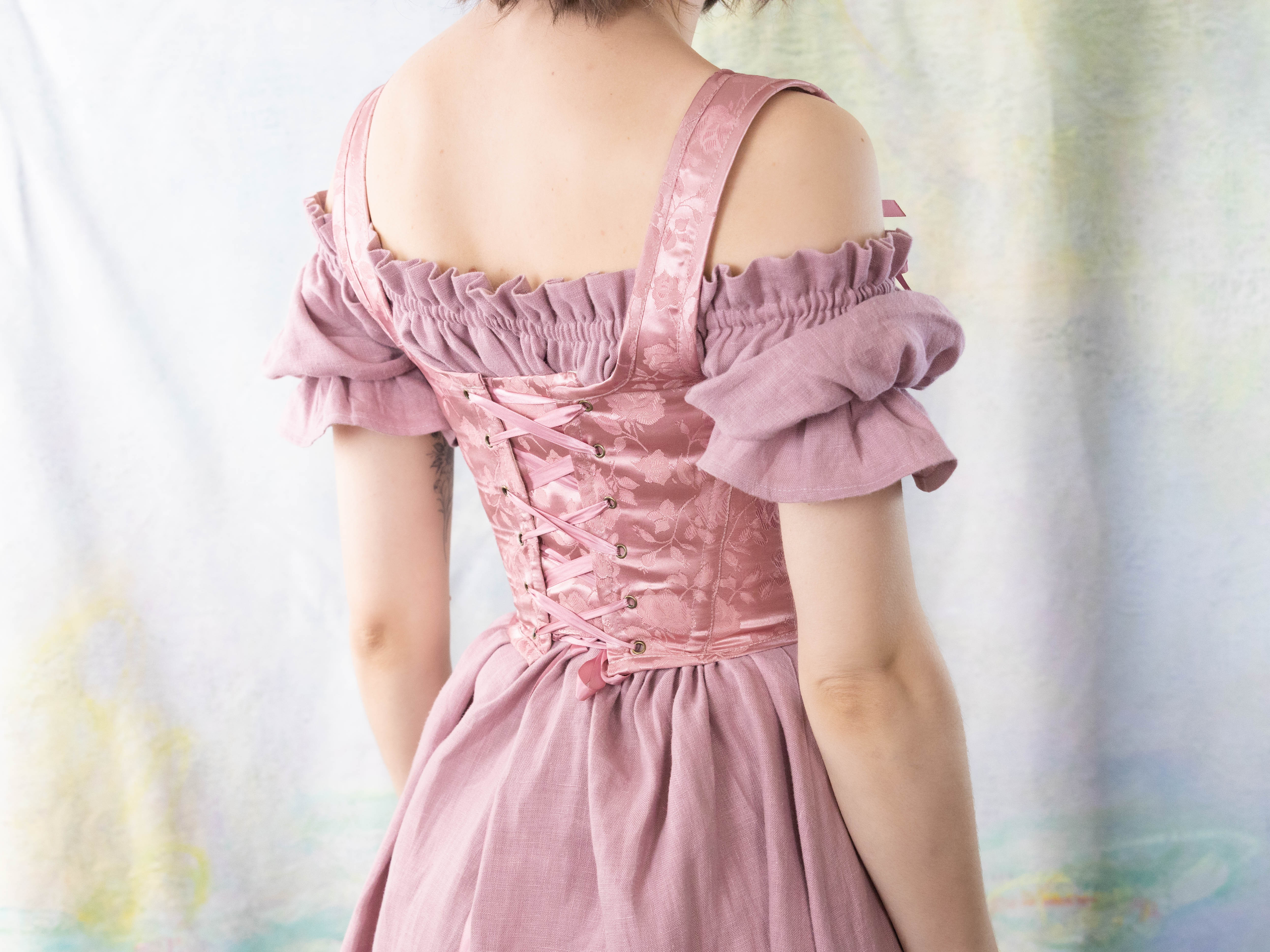 Handmade Pink Floral Satin Sarah Sanderson Stays - Image 3