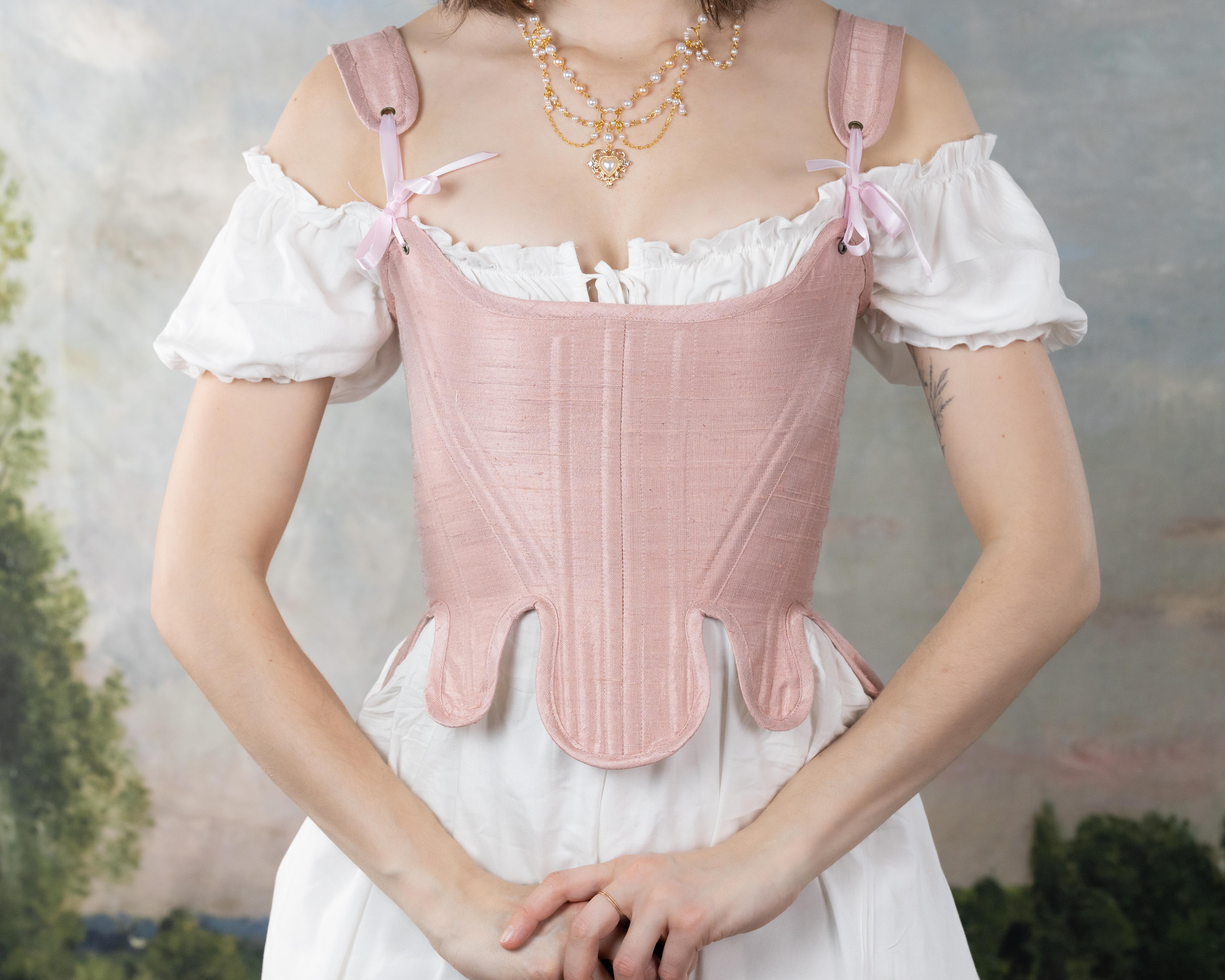 Handmade Pink Silk Dupioni 18th Century Stays - Image 9
