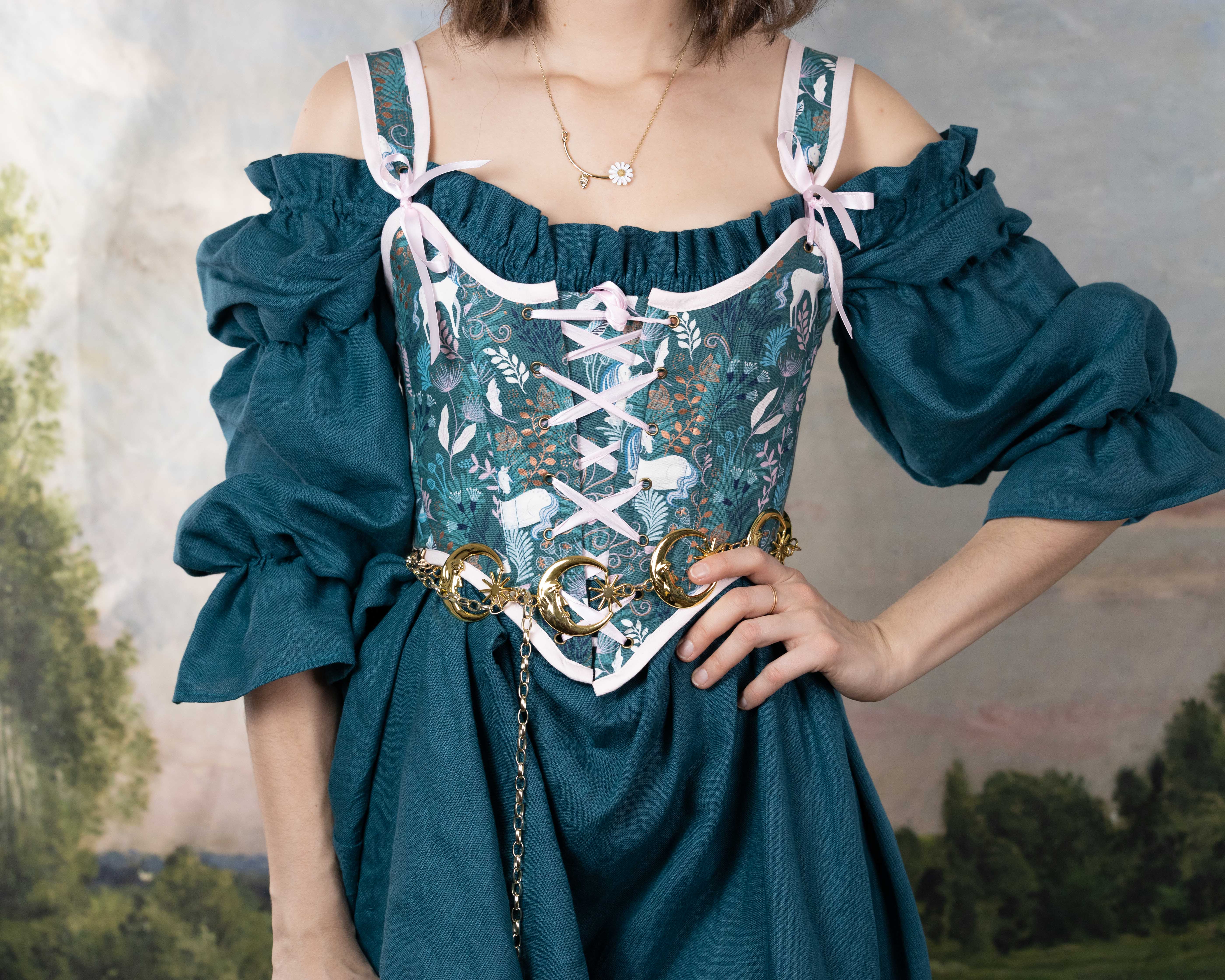 Handmade Teal Unicorn Corset - Image 7