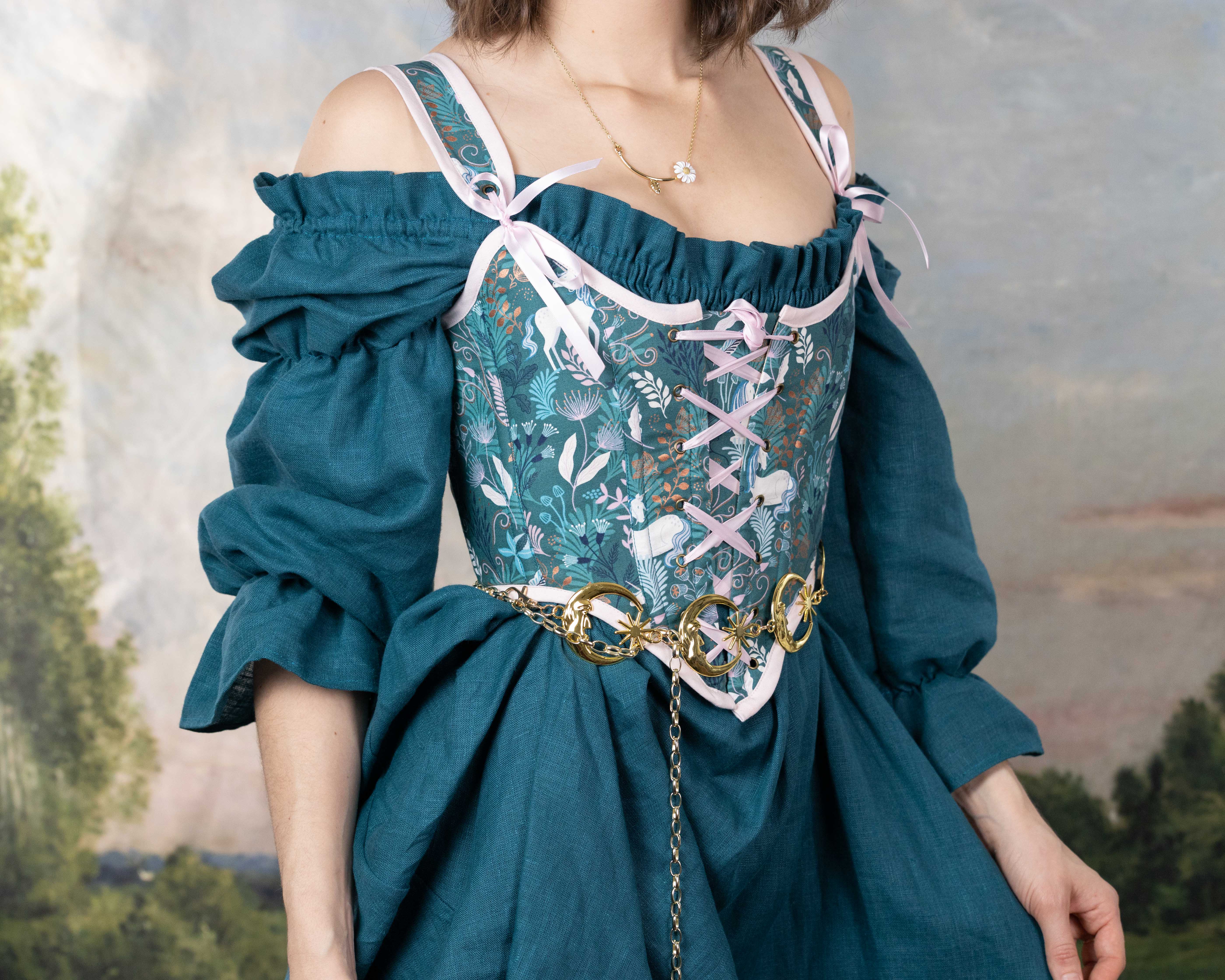 Handmade Teal Unicorn Corset - Image 8
