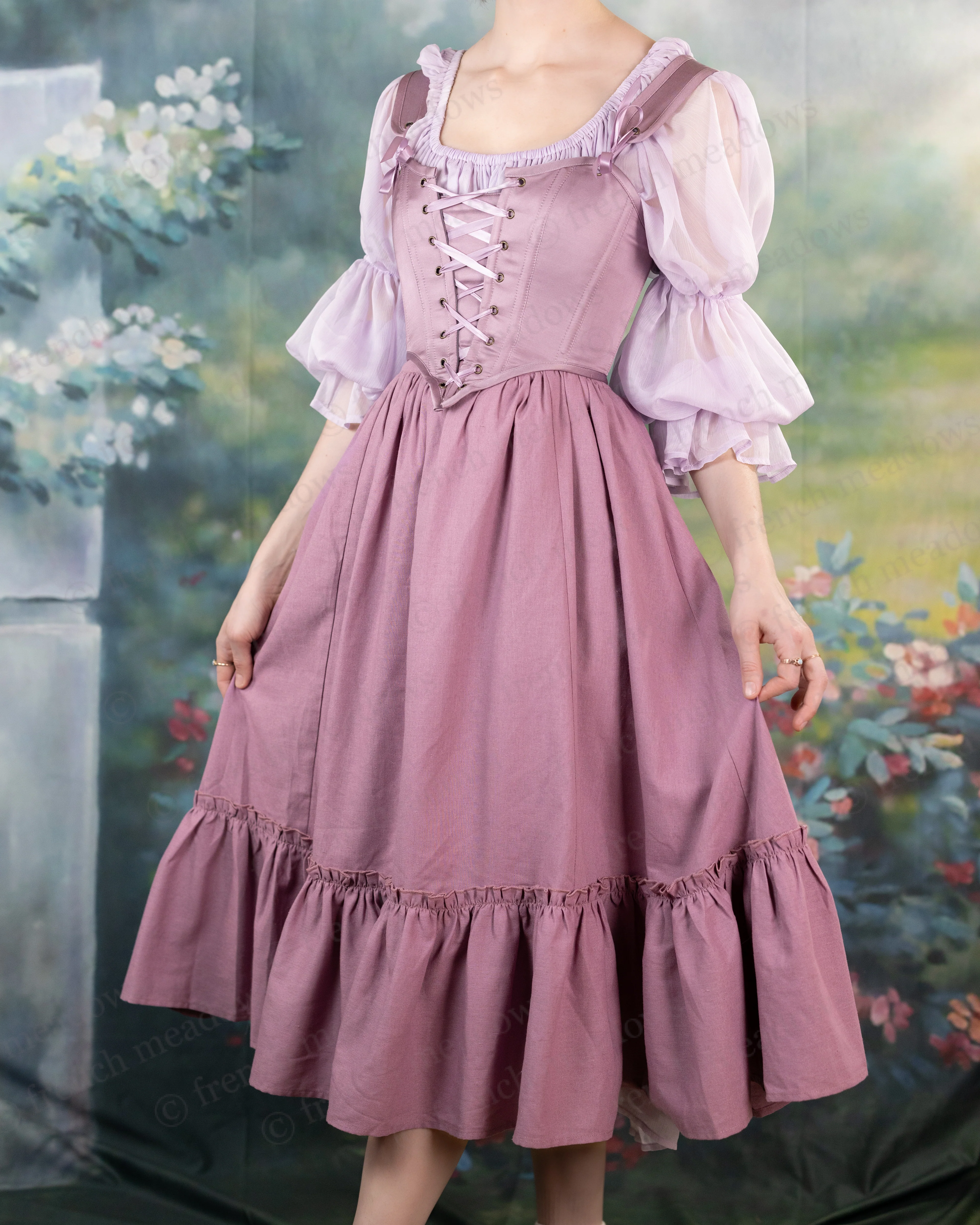 Mauve Linen Ruffle Skirt - Image 3