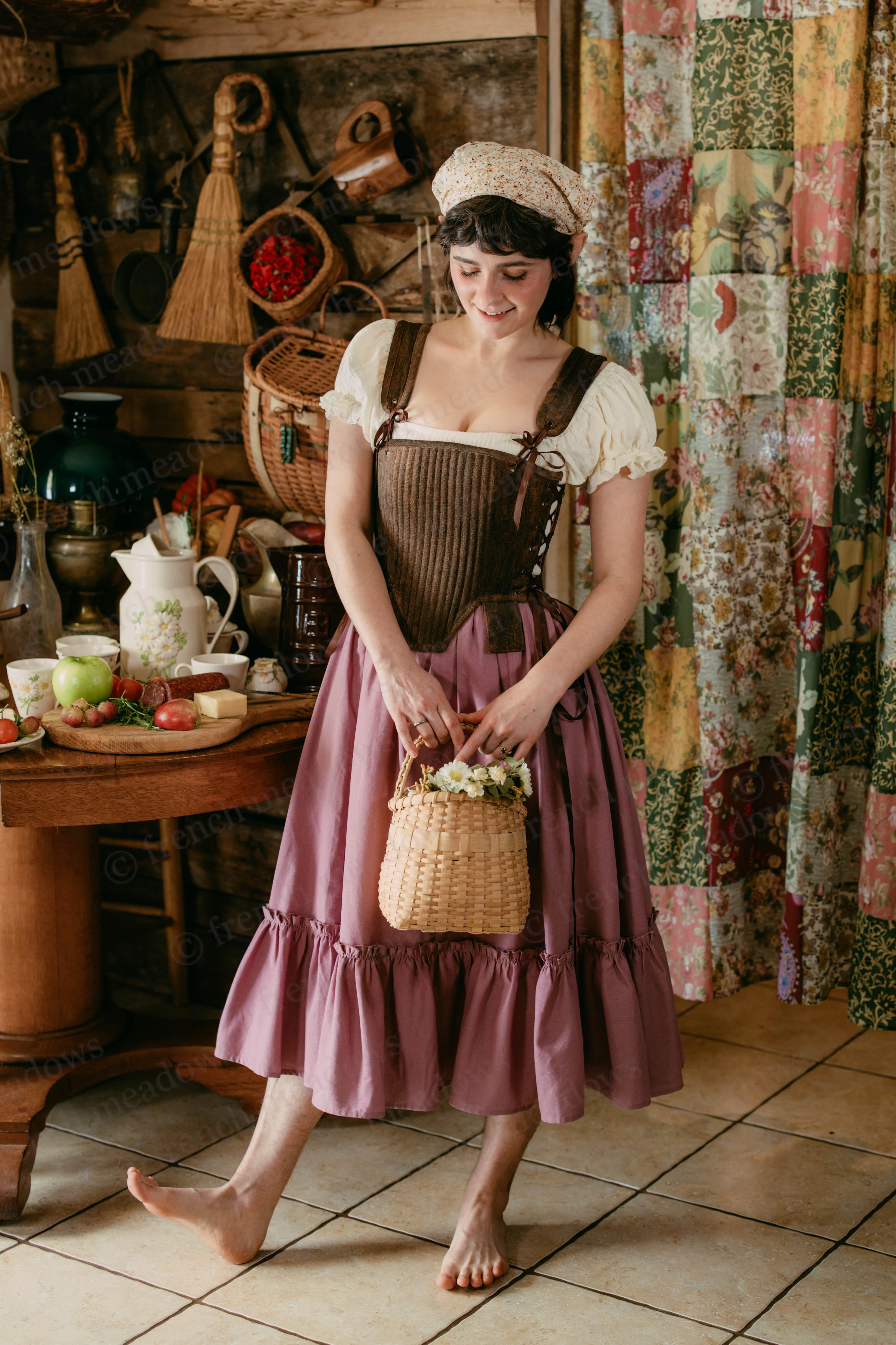 Mauve Linen Ruffle Skirt - Image 5