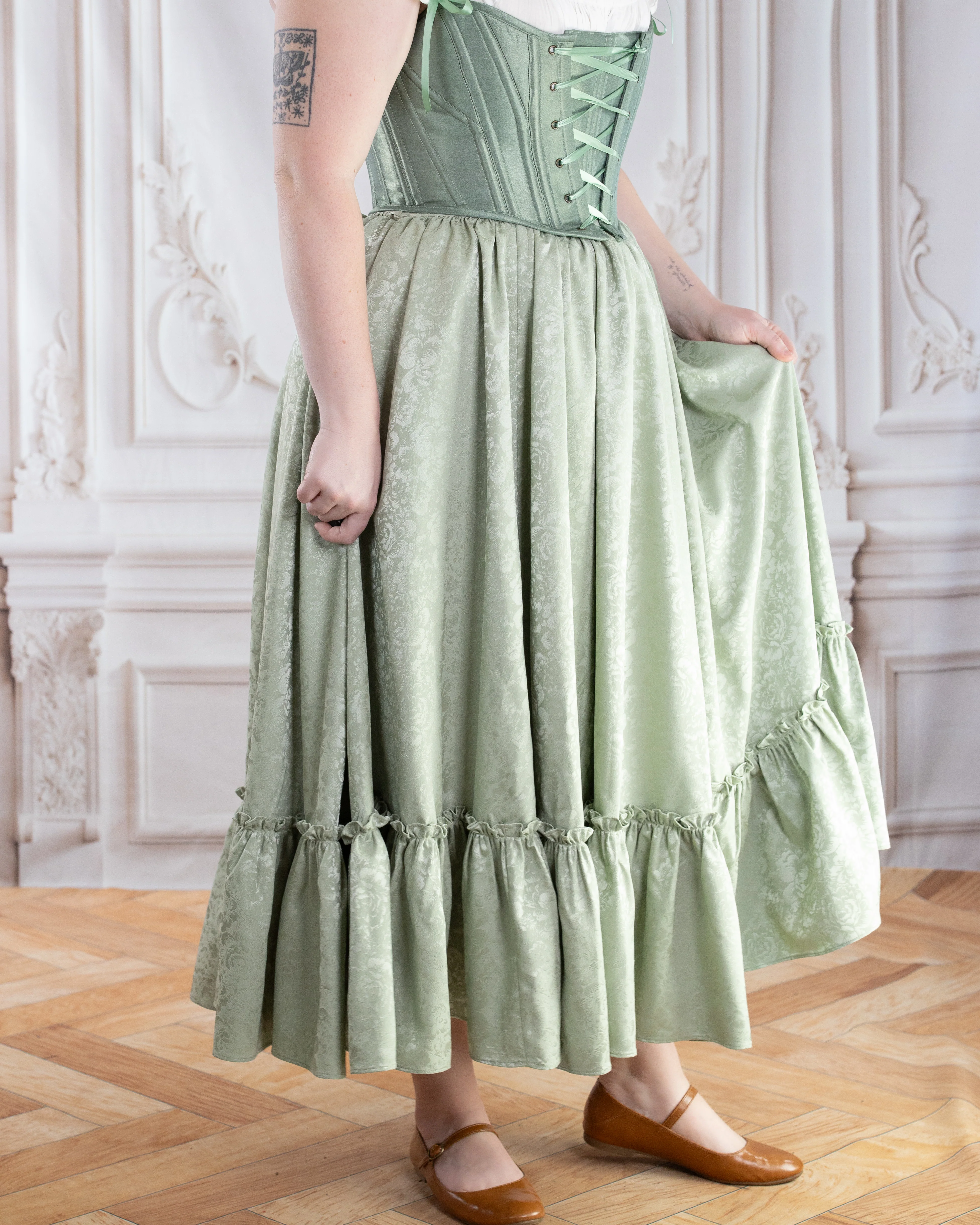 Mint Floral Ruffle Skirt - Image 7