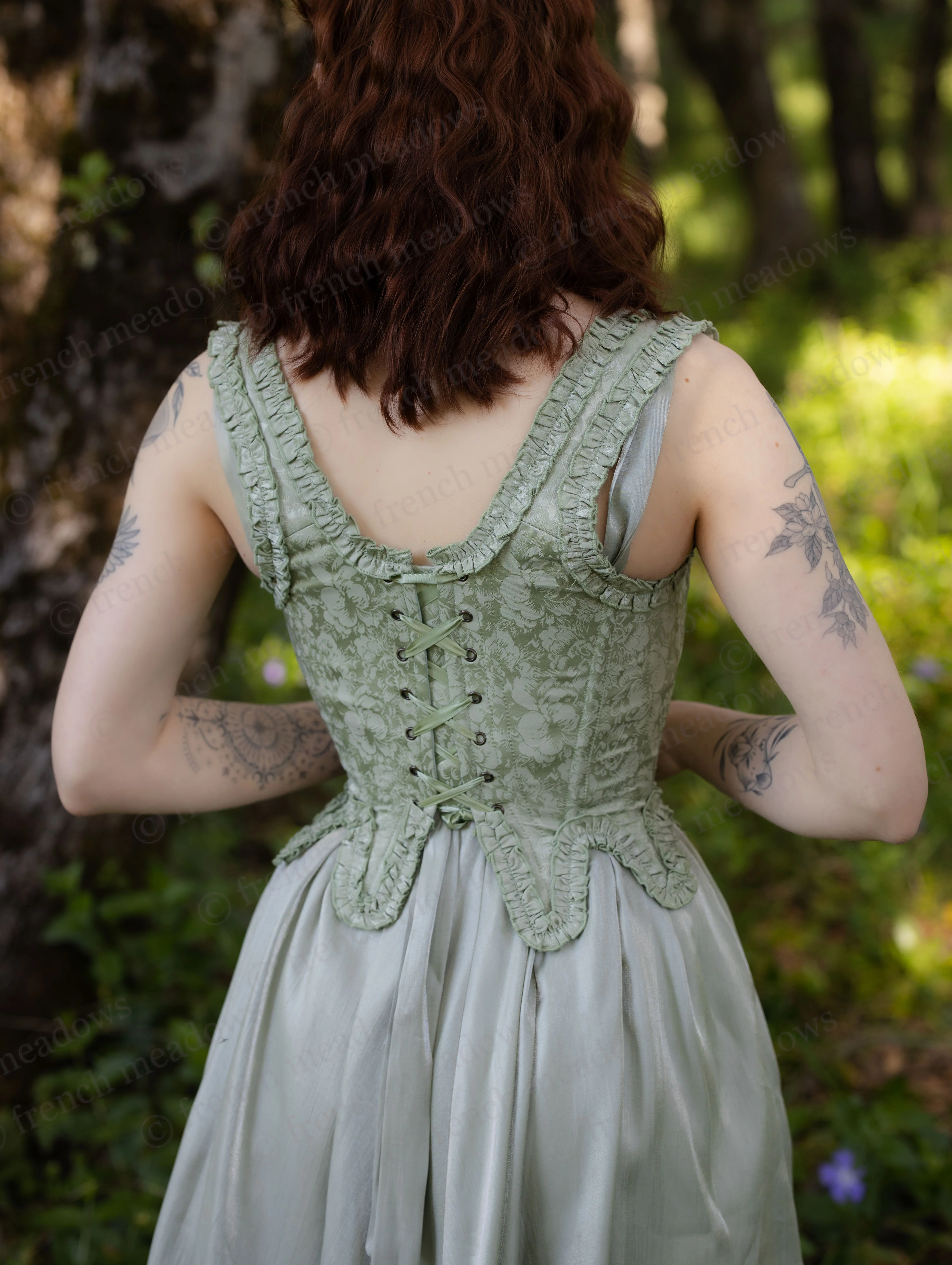 Mint Green Floral 18th Century Stays - Image 12