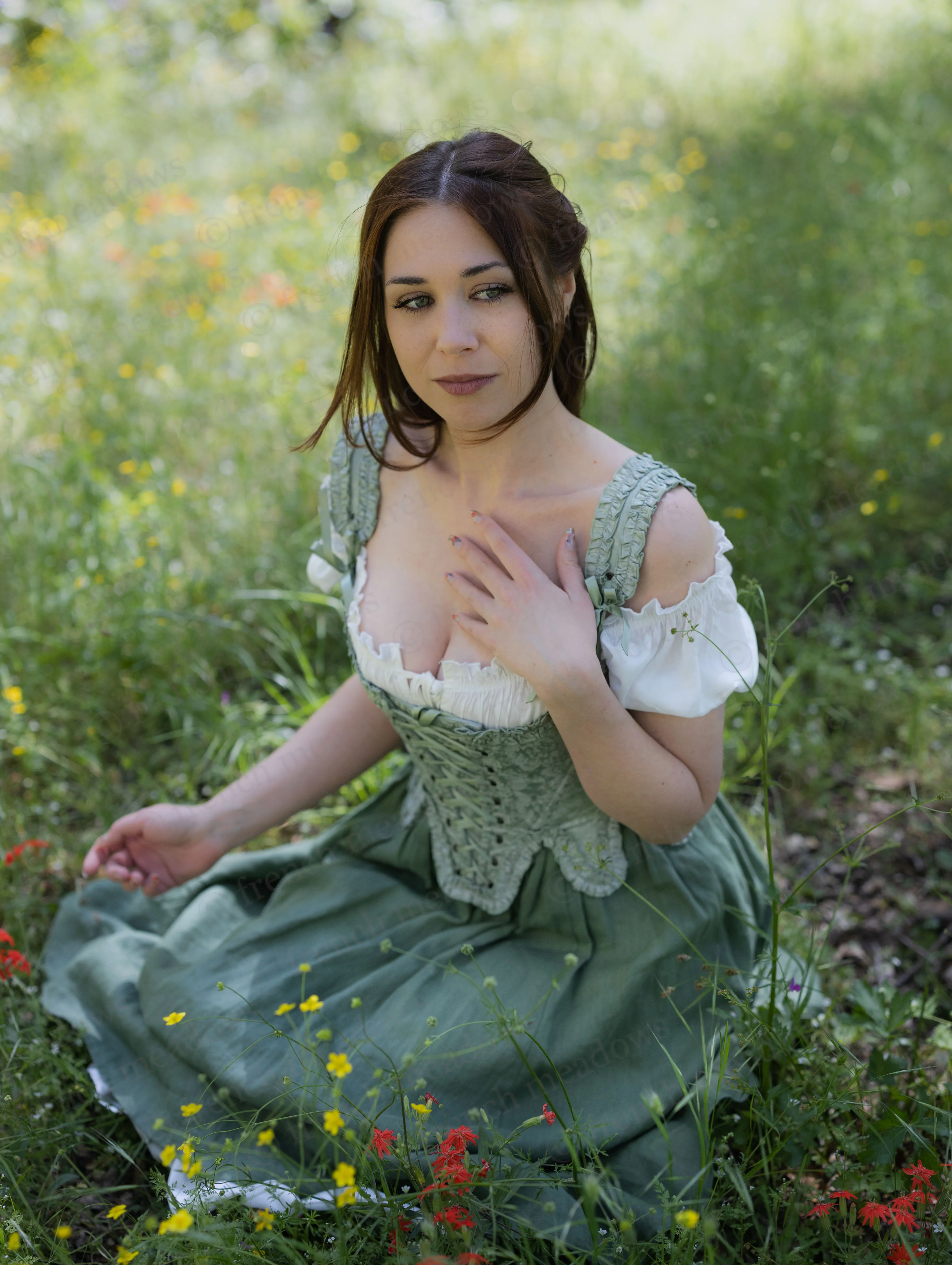 Mint Green Floral 18th Century Stays - Image 18