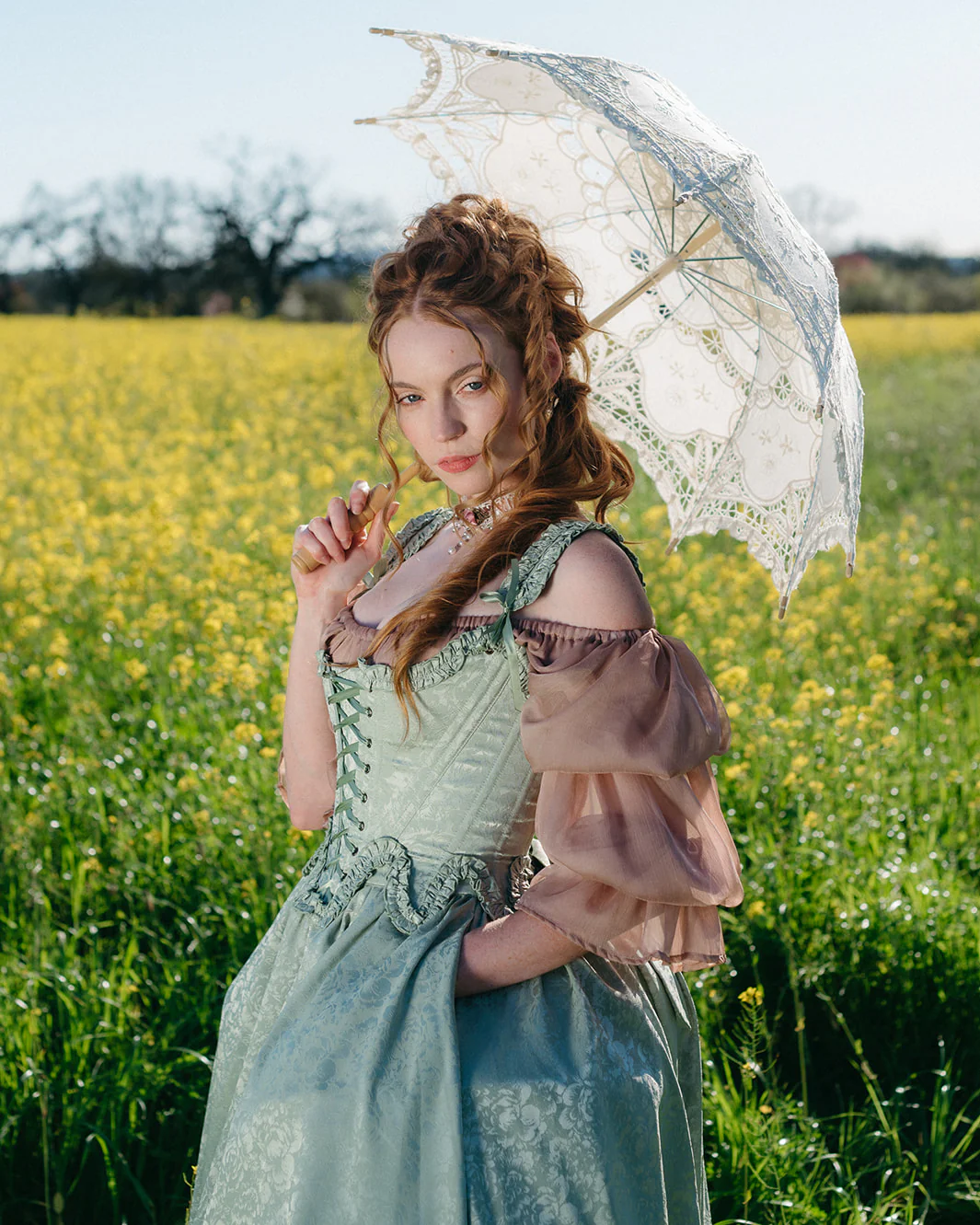 Mint Green Floral 18th Century Stays - Image 7