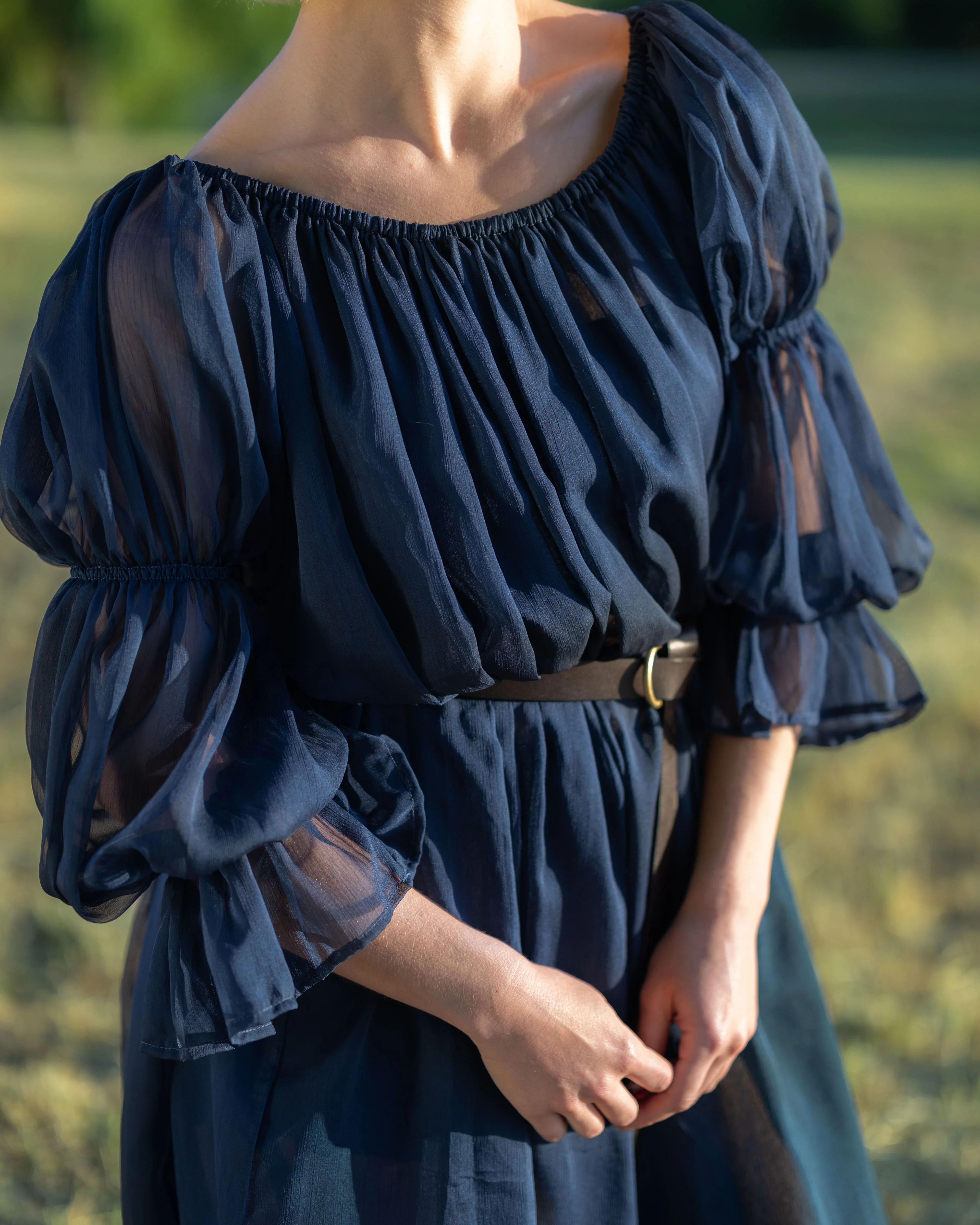 Navy Blue Chiffon Chemise - Image 12