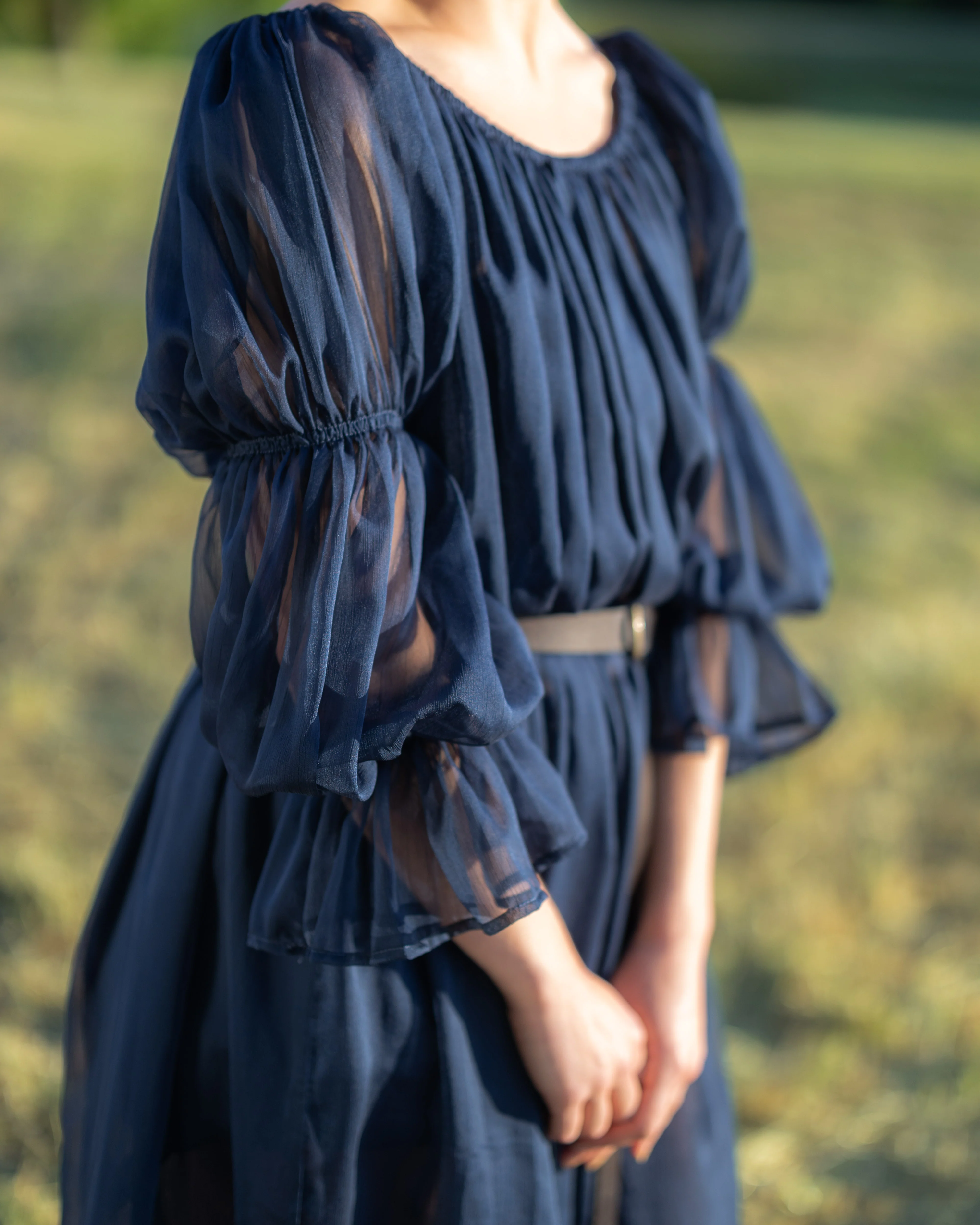 Navy Blue Chiffon Chemise - Image 13