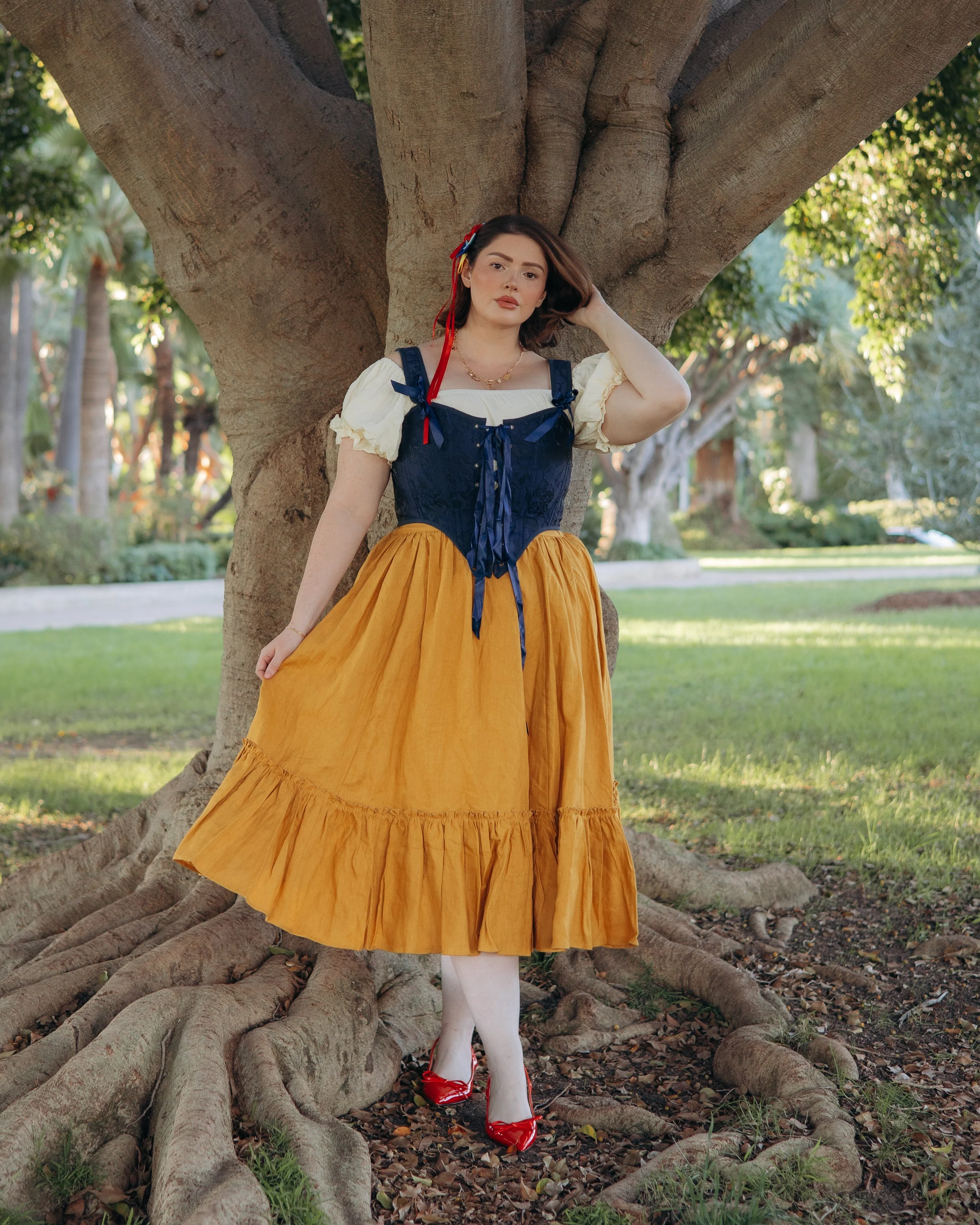 Yellow Linen Ruffle Skirt - Image 5