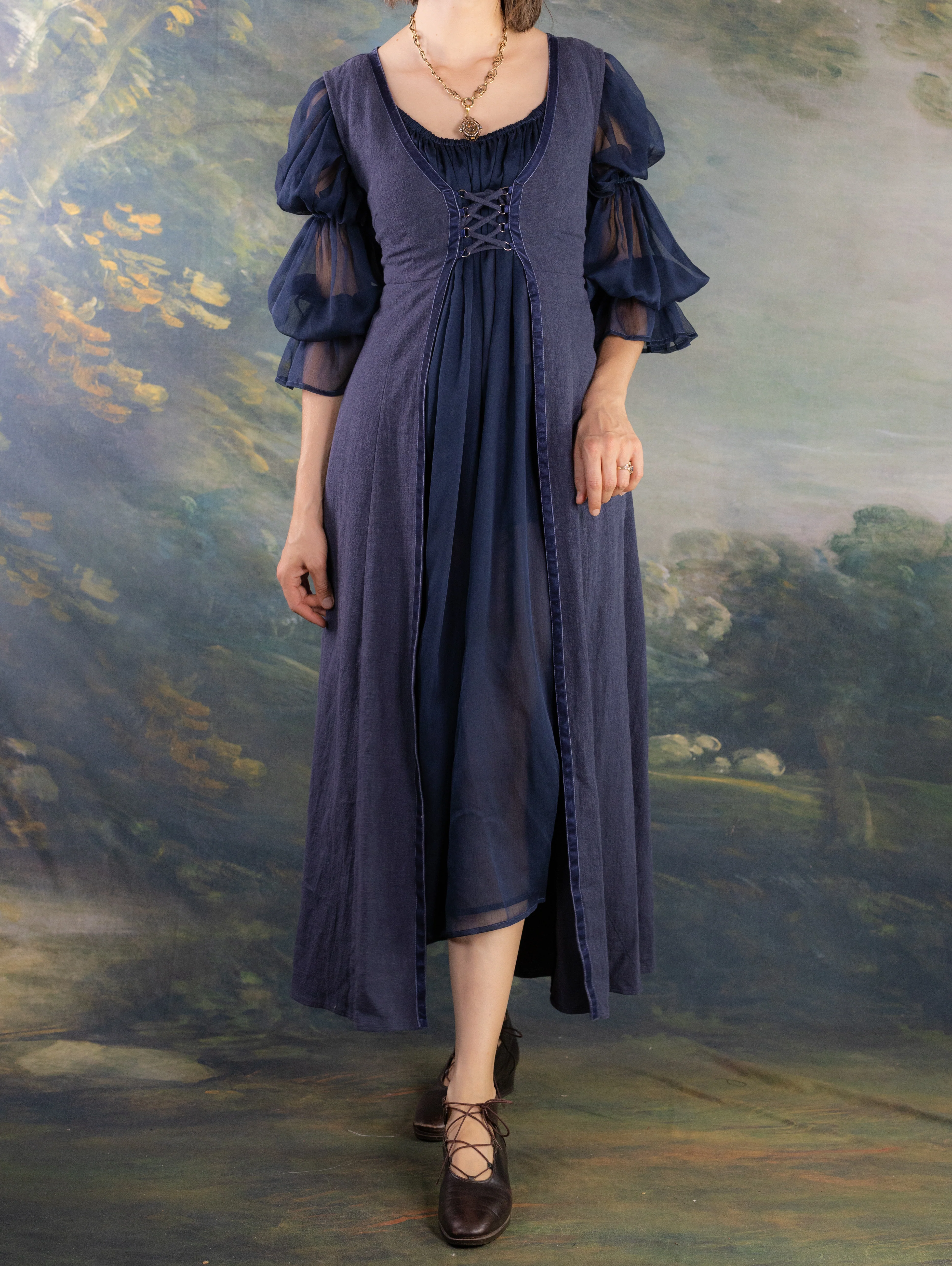 Navy Blue Chiffon Chemise - Image 3