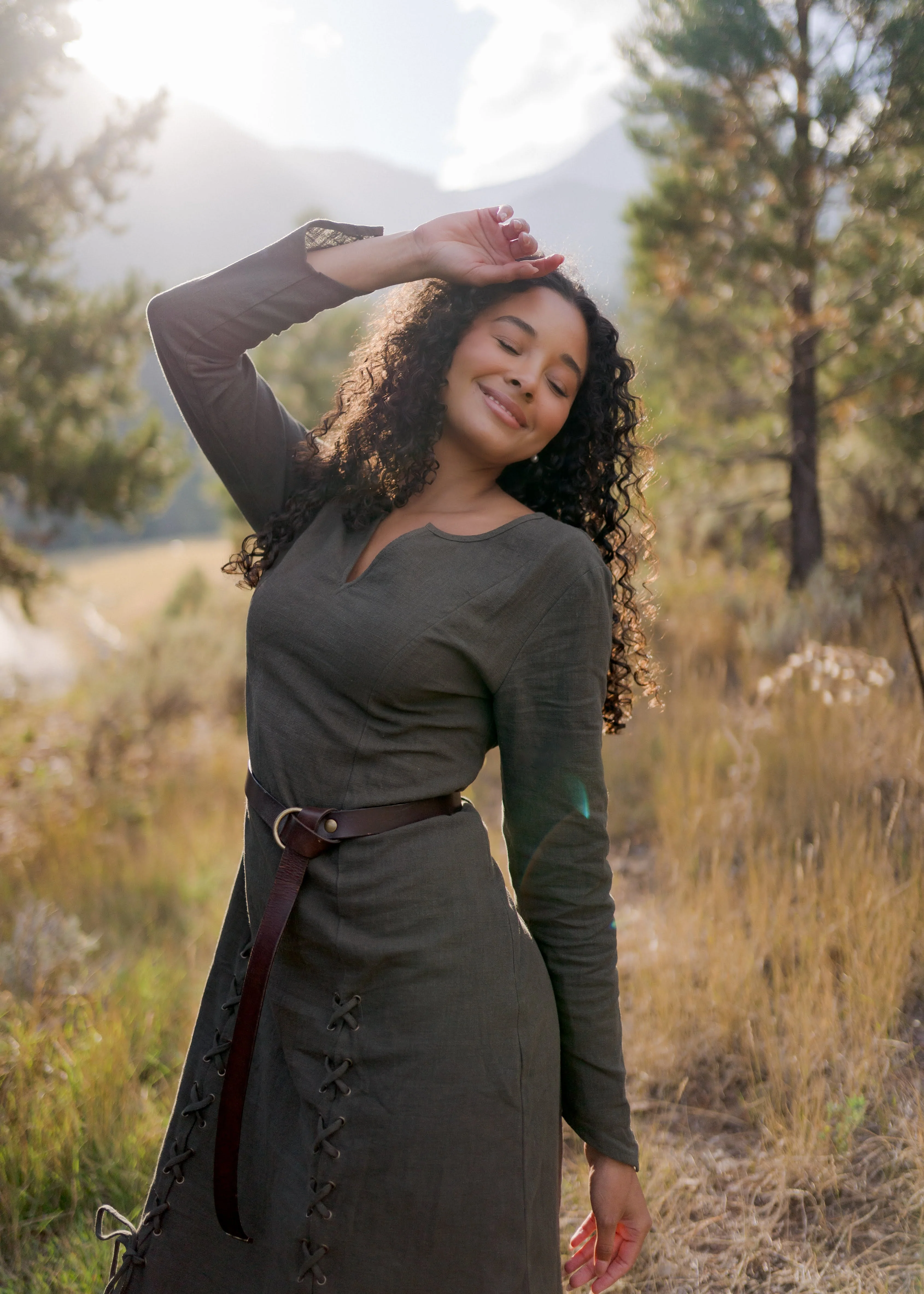 Olive Green Viking Dress - Image 13