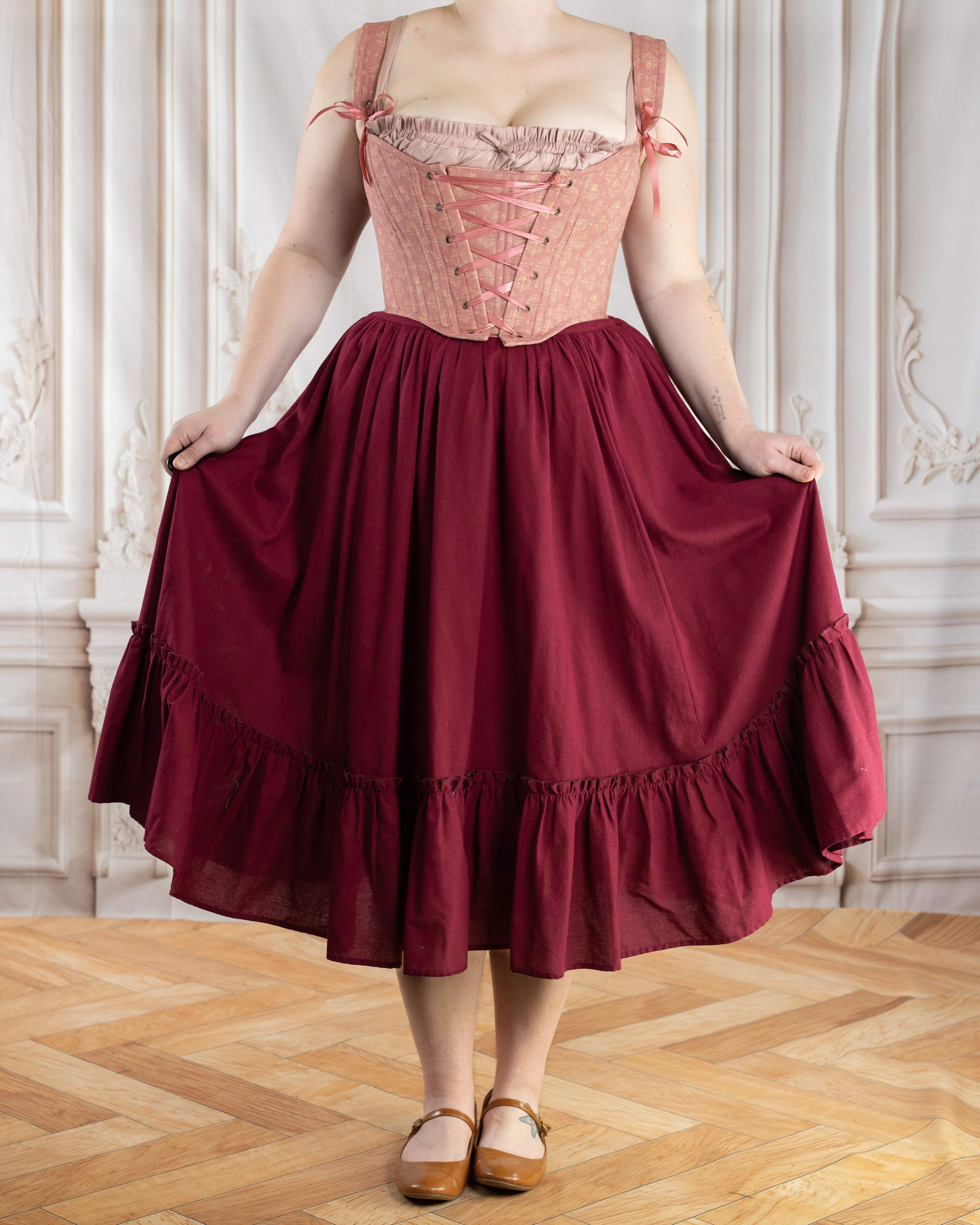 Raspberry Linen Ruffle Skirt - Image 5