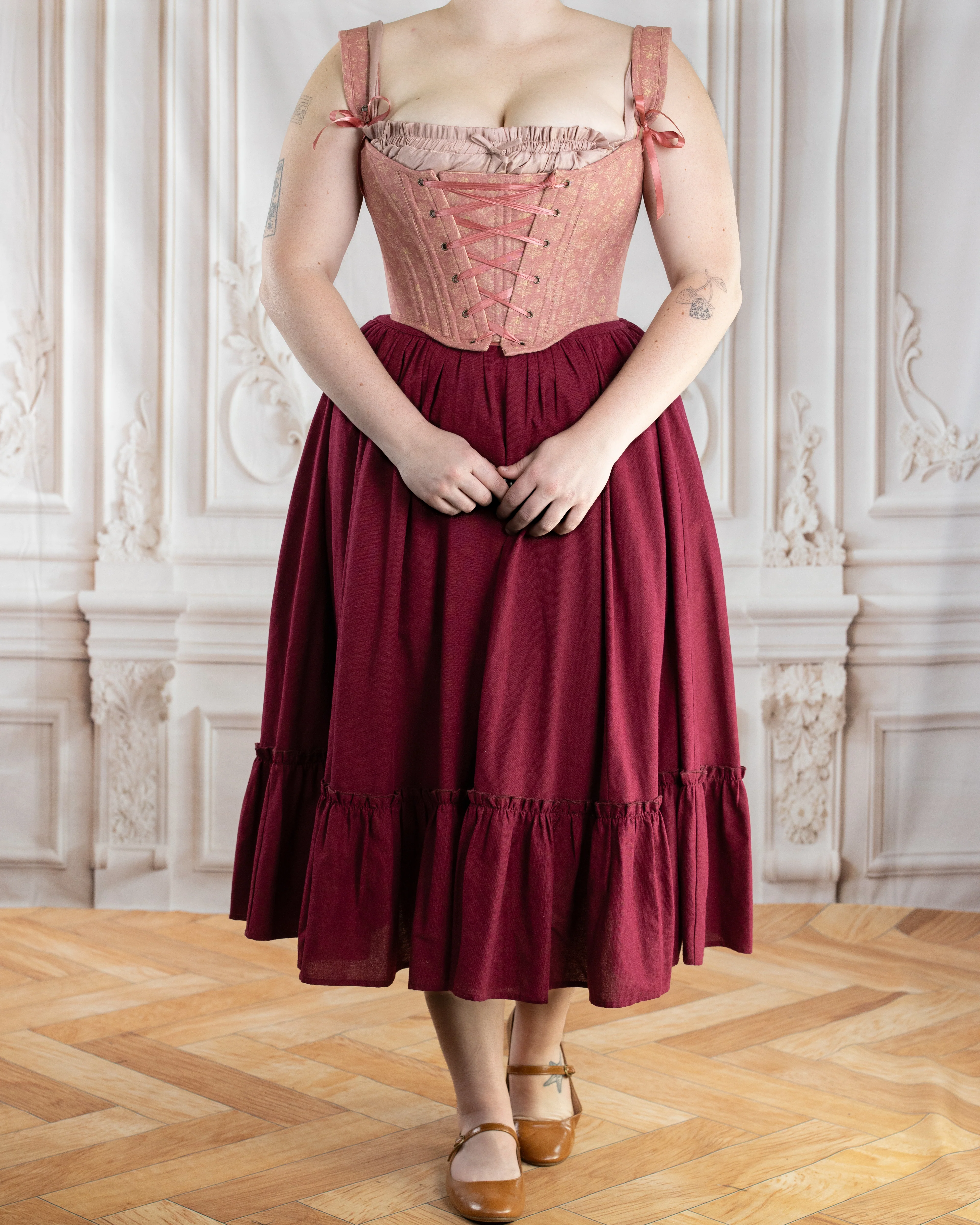 Raspberry Linen Ruffle Skirt - Image 6