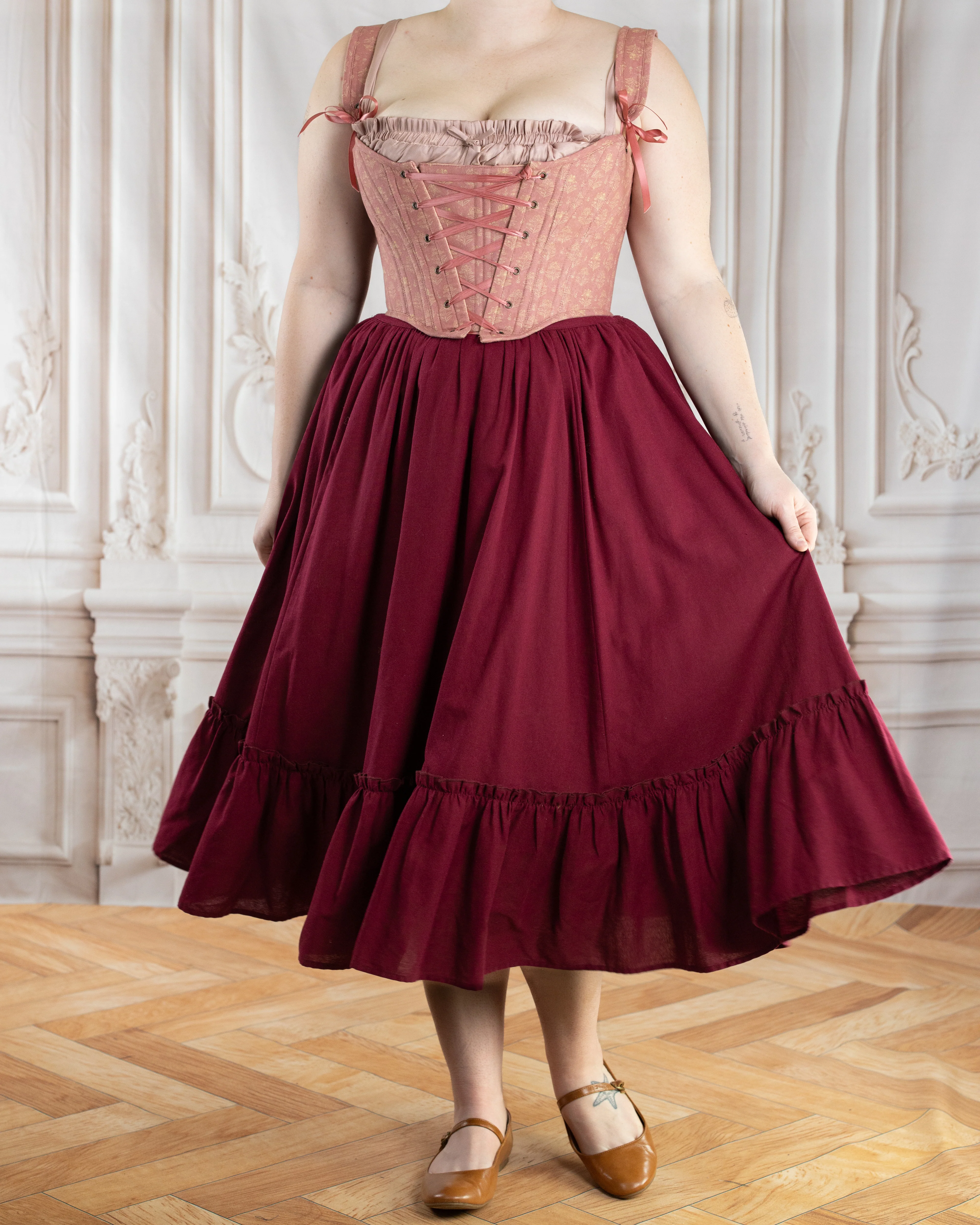 Raspberry Linen Ruffle Skirt - Image 7