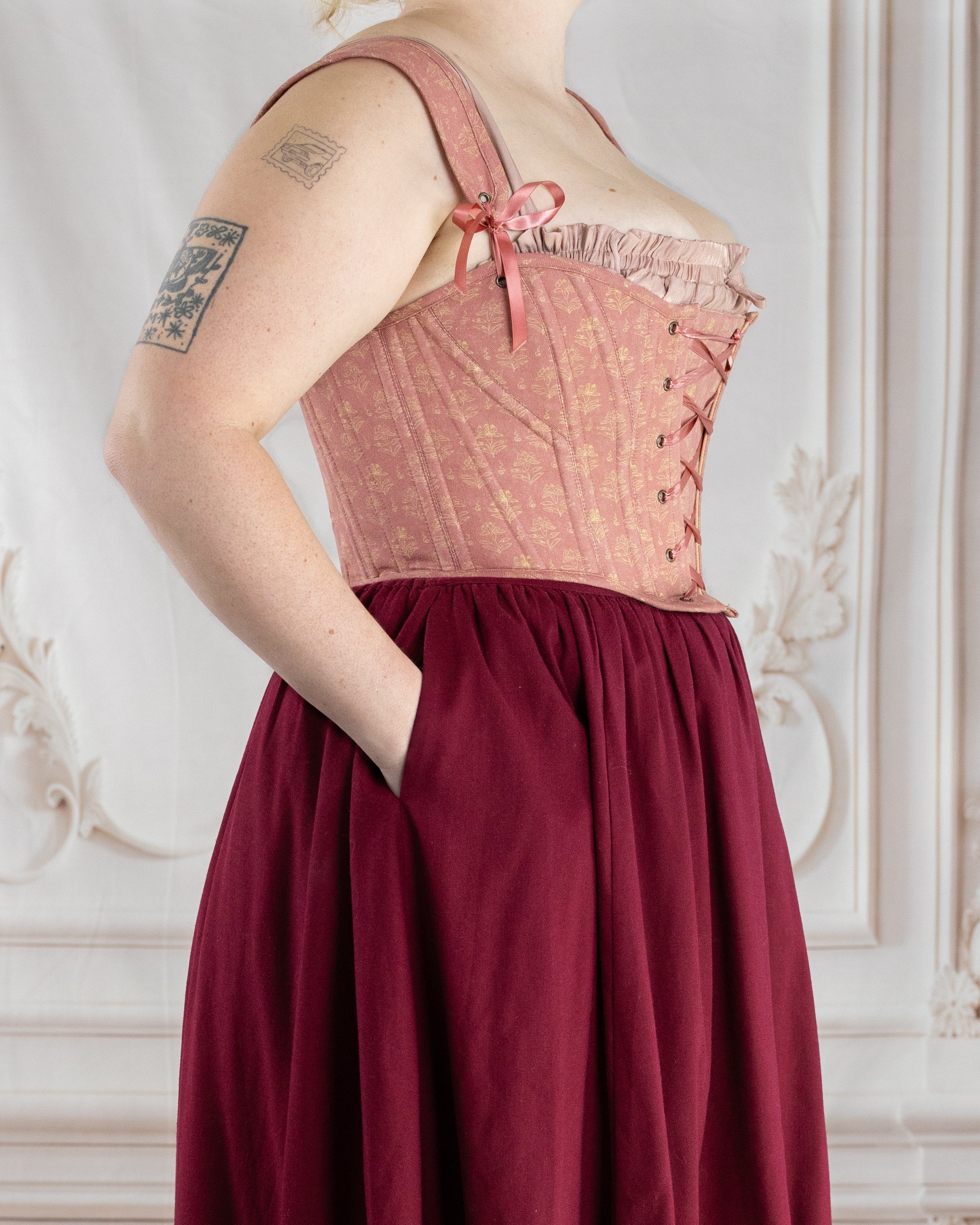 Raspberry Linen Ruffle Skirt - Image 8