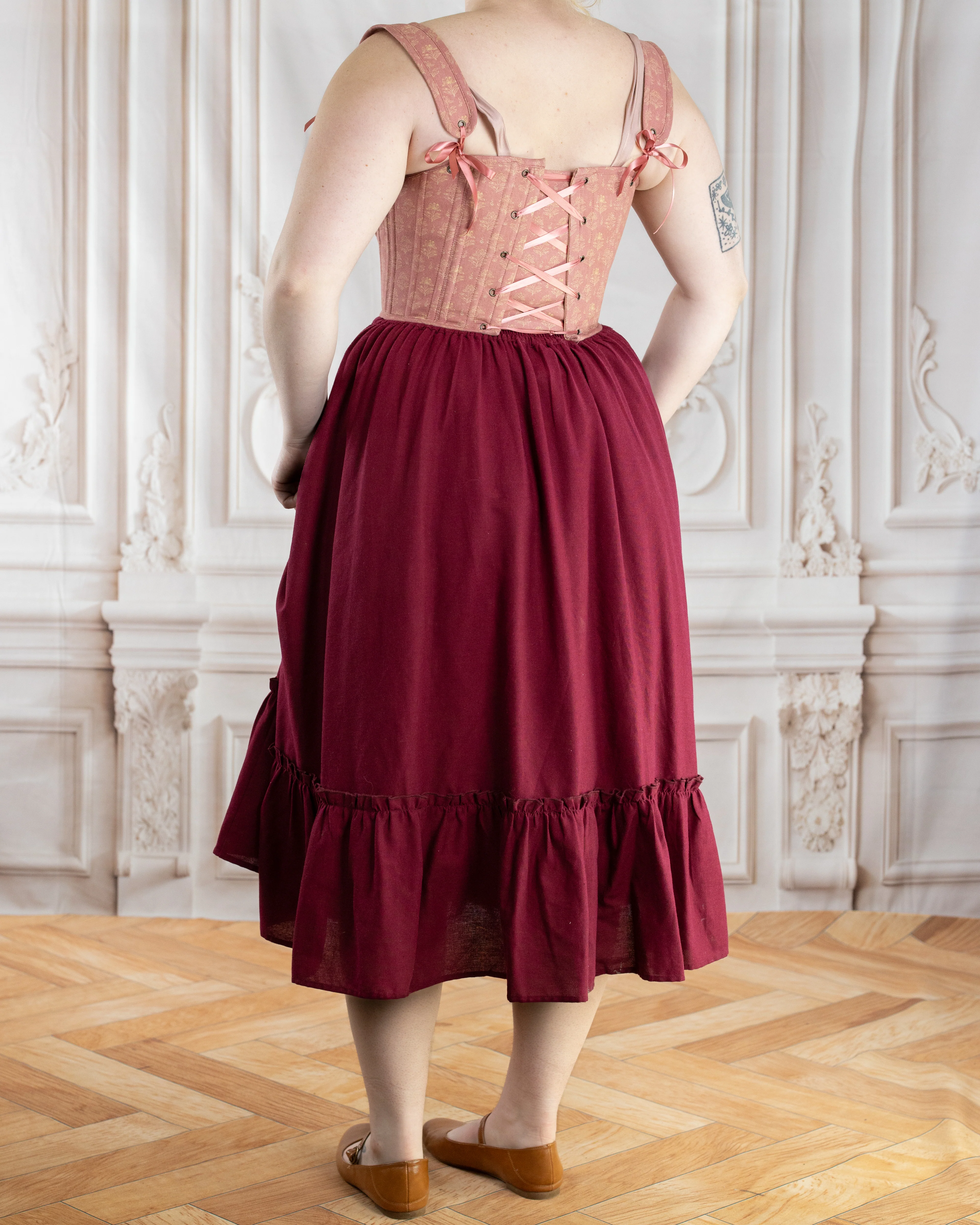 Raspberry Linen Ruffle Skirt - Image 9