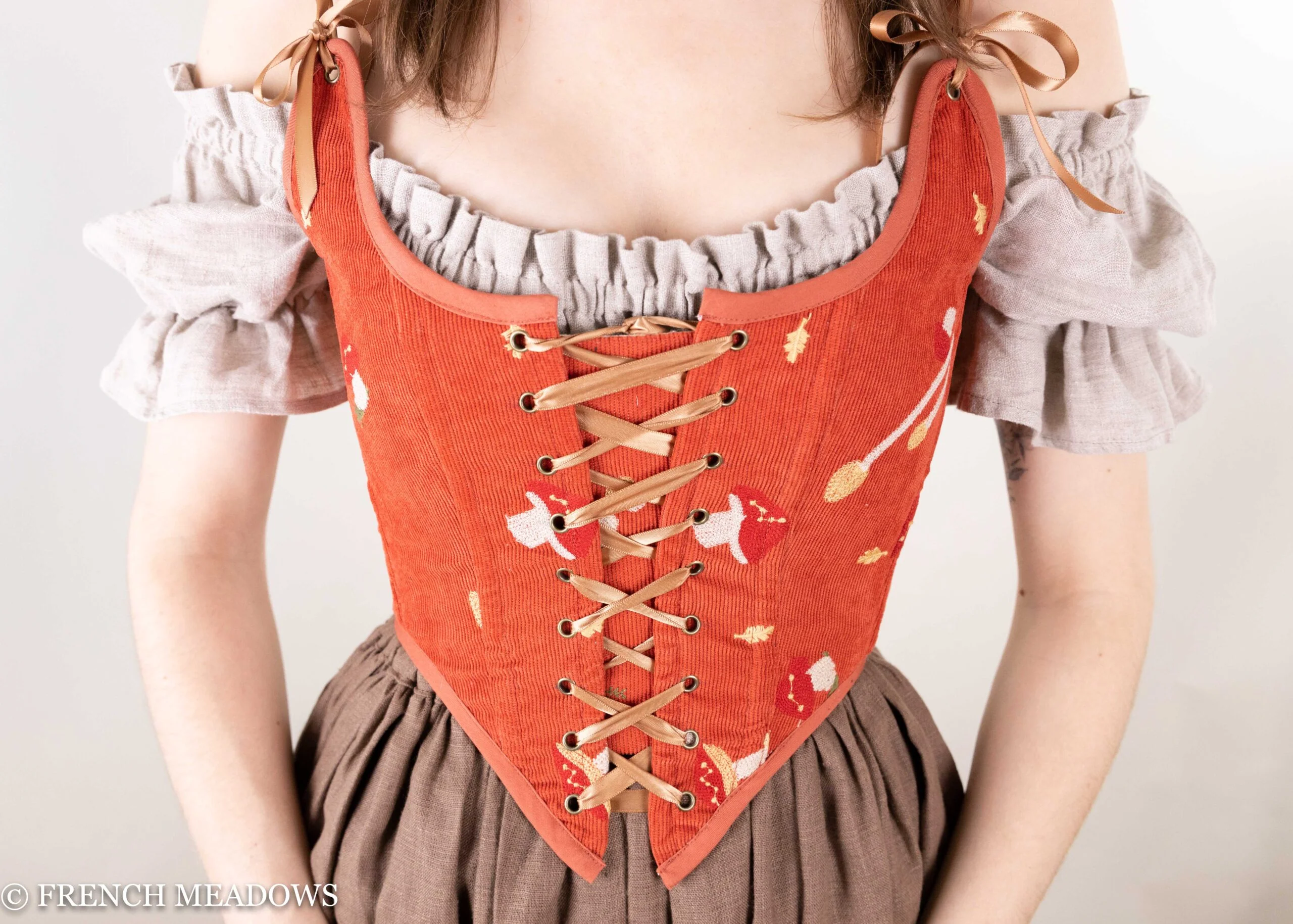 Handmade Corduroy Embroidered Mushroom Corset - Image 4