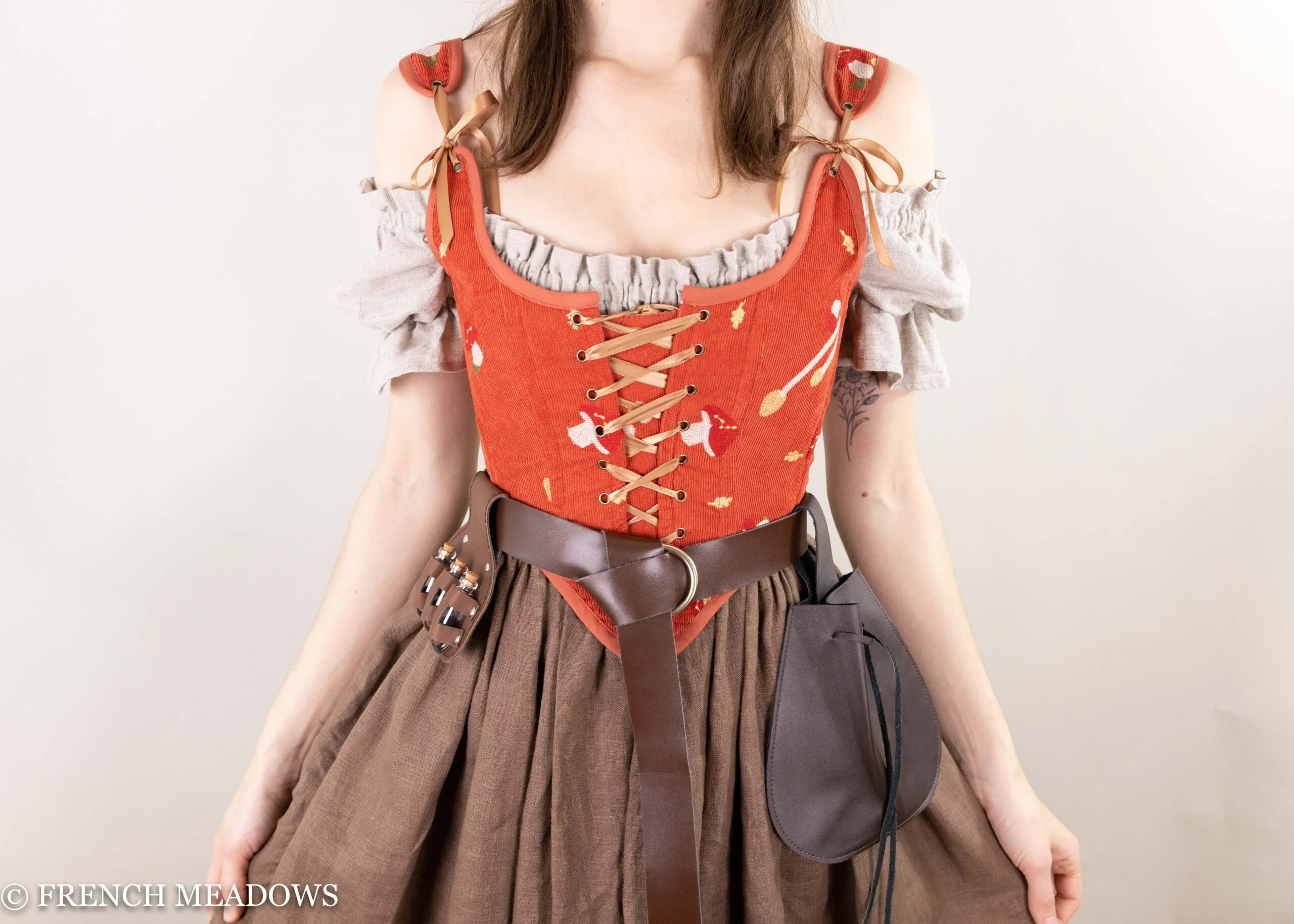 Handmade Corduroy Embroidered Mushroom Corset - Image 5
