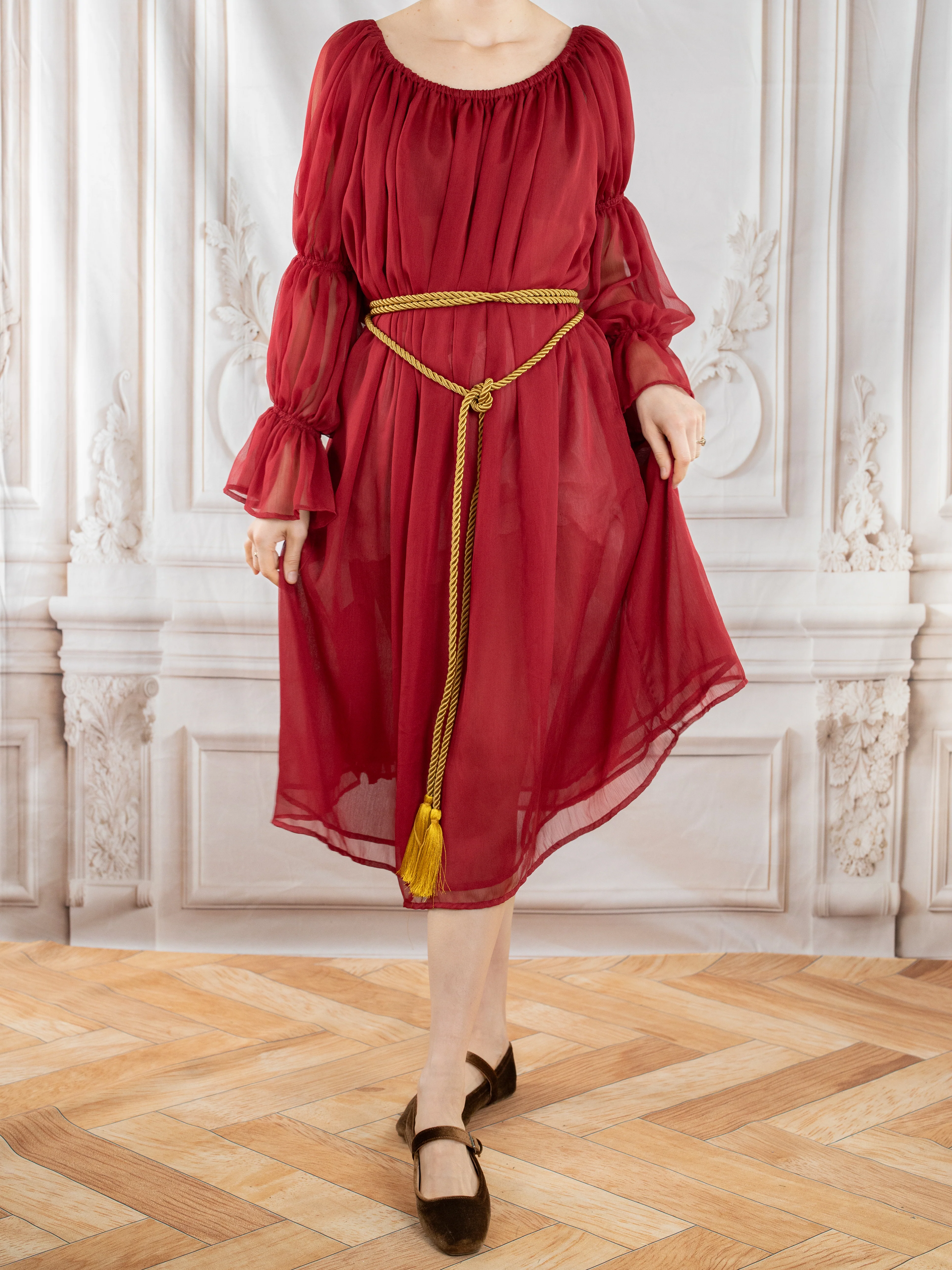 Red Chiffon Chemise - Image 4
