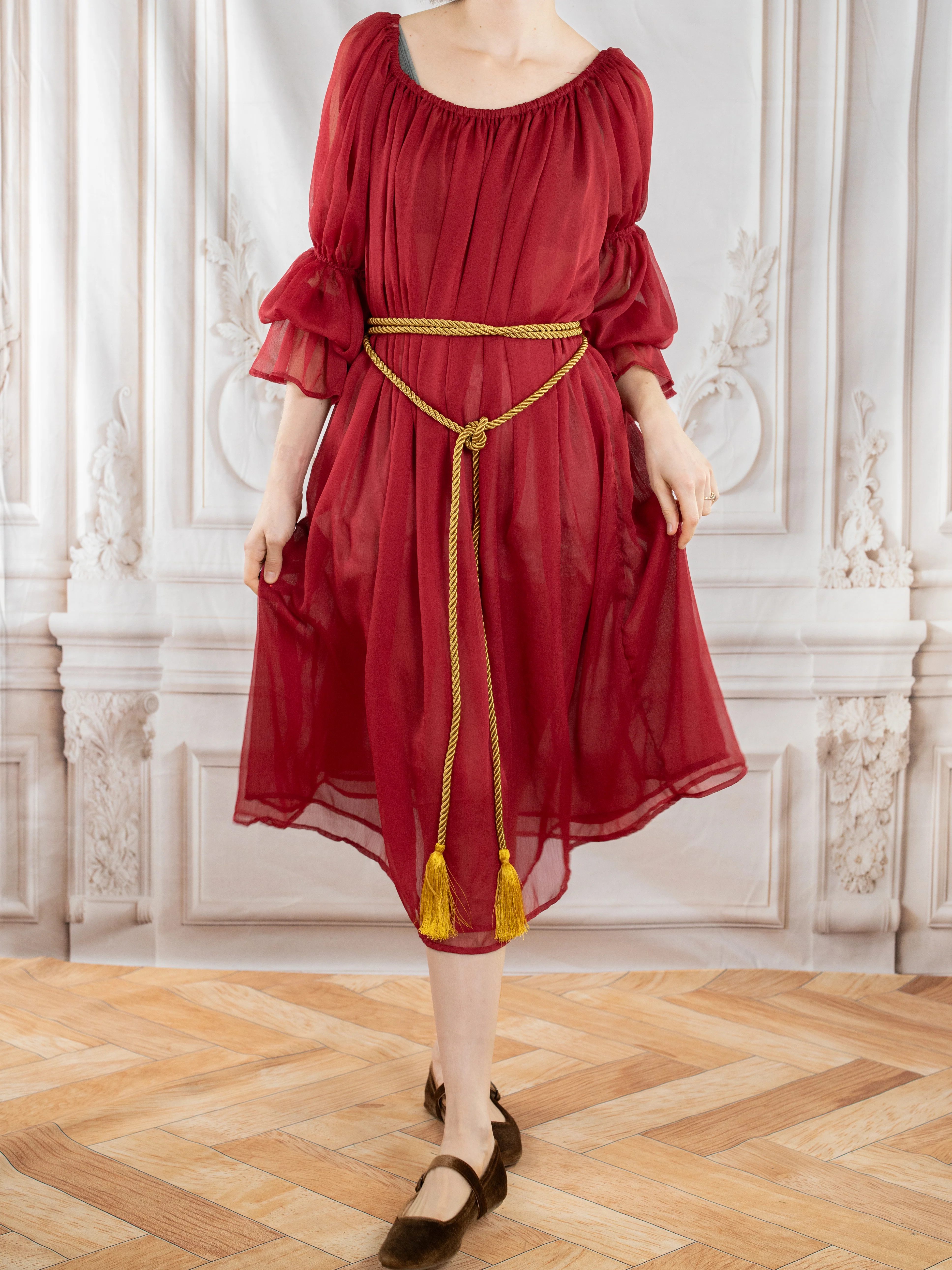 Red Chiffon Chemise - Image 5