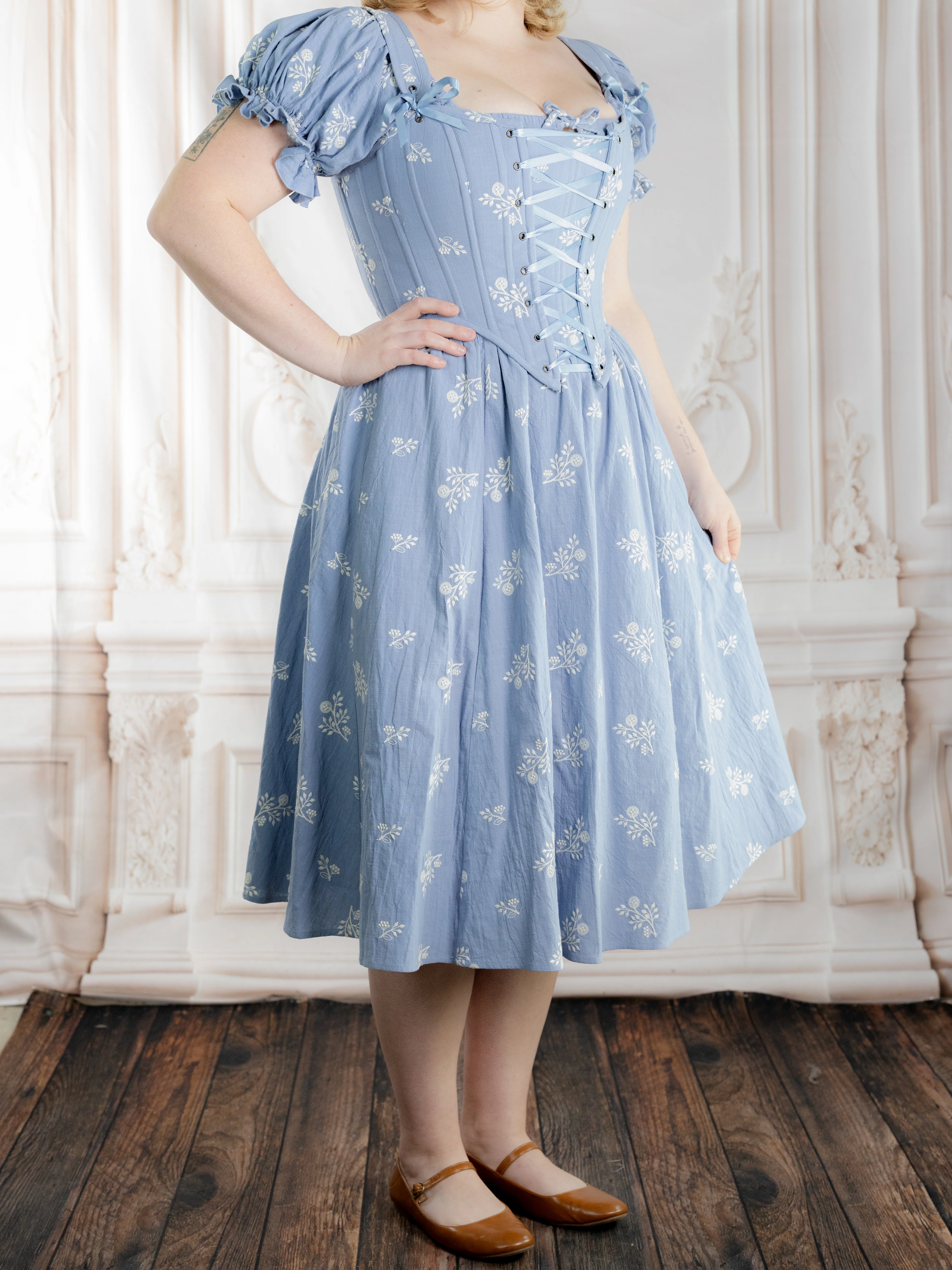 Regency Blue Floral Corset - Image 11