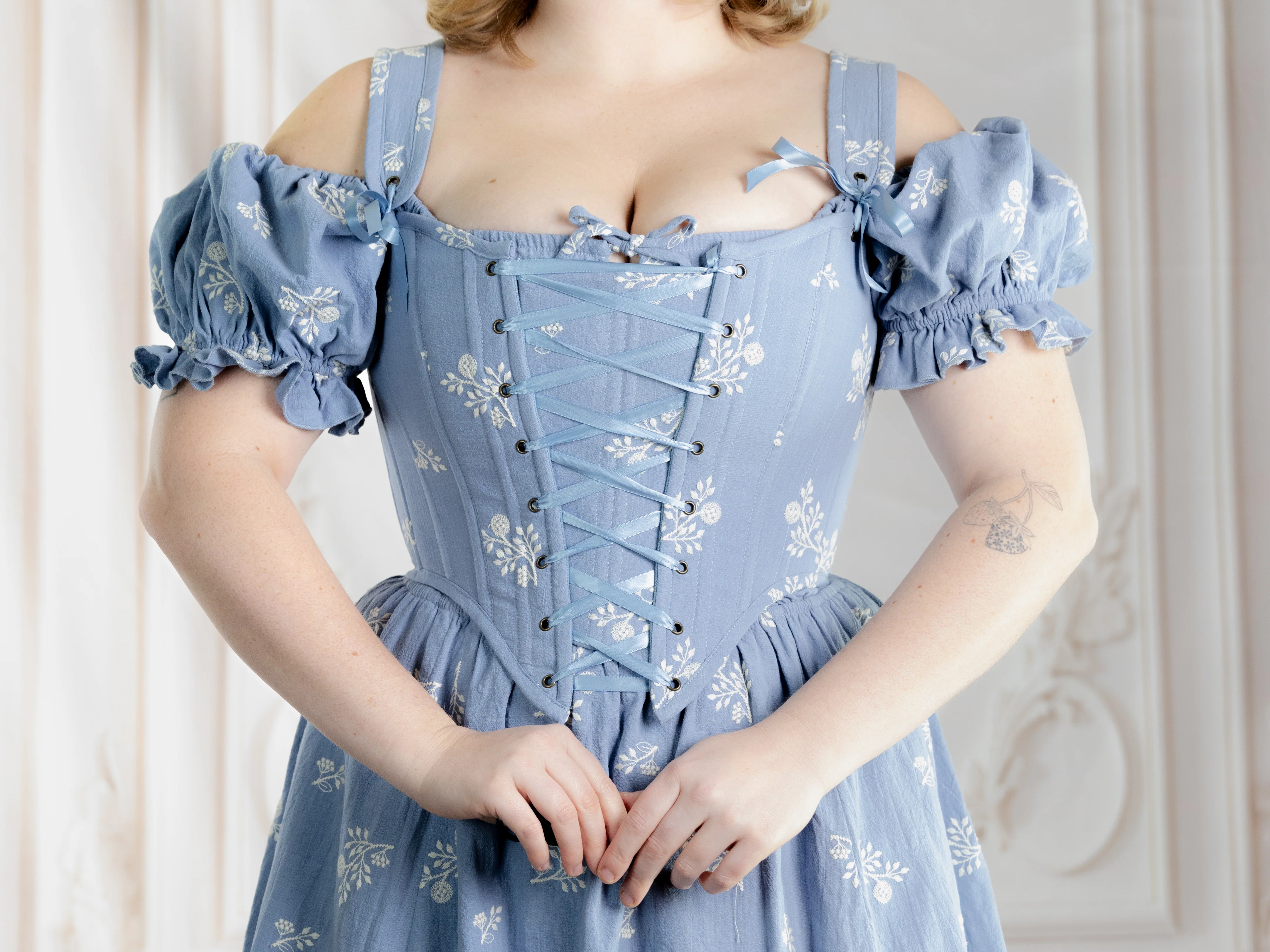 Regency Blue Floral Corset - Image 12