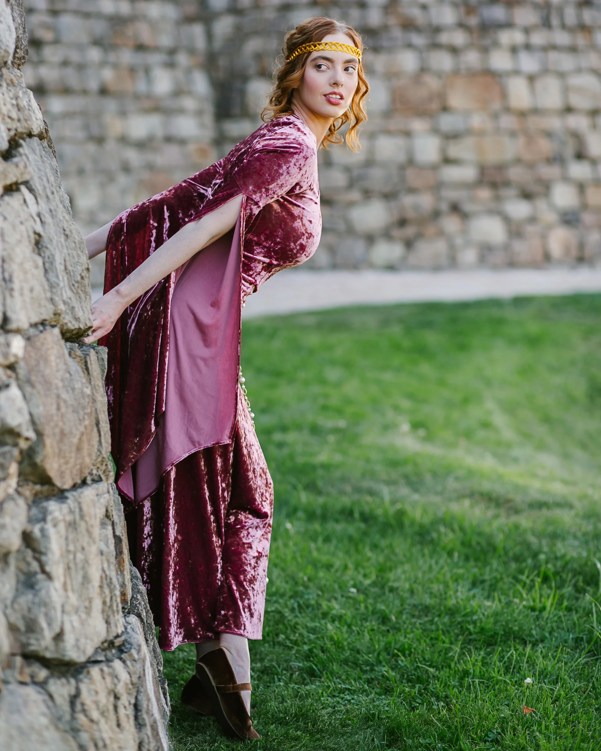 Stained Blackberry Velvet Bell Sleeve Dress - Image 11